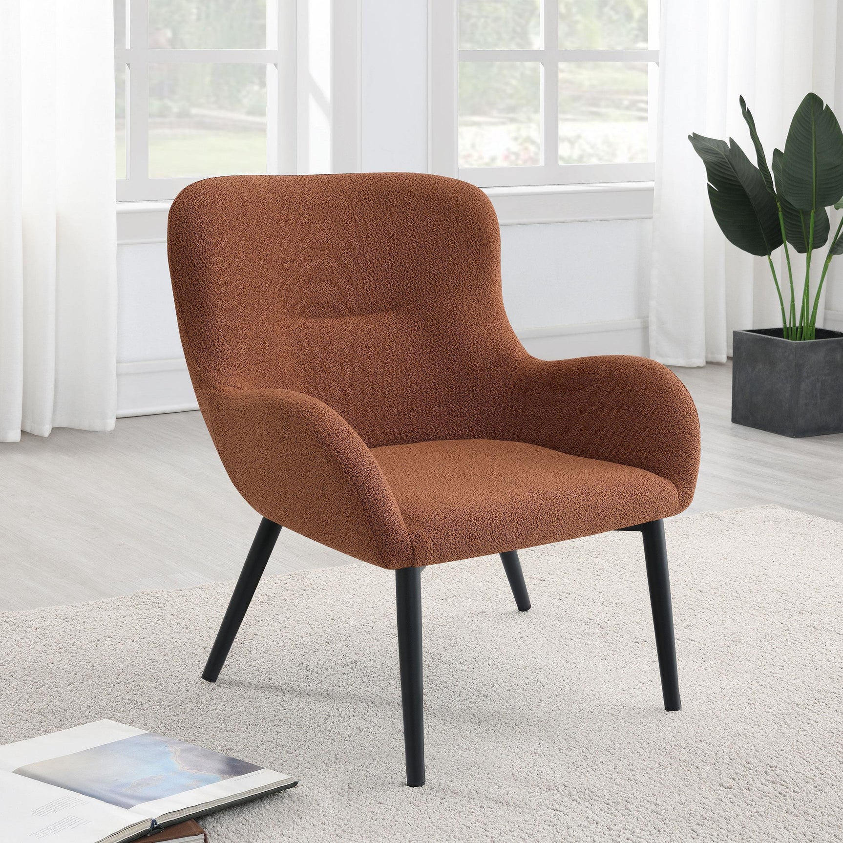 CALVIN Calvin Upholstered Modern Arm Accent Chair Rust 902471 - Ella Furniture