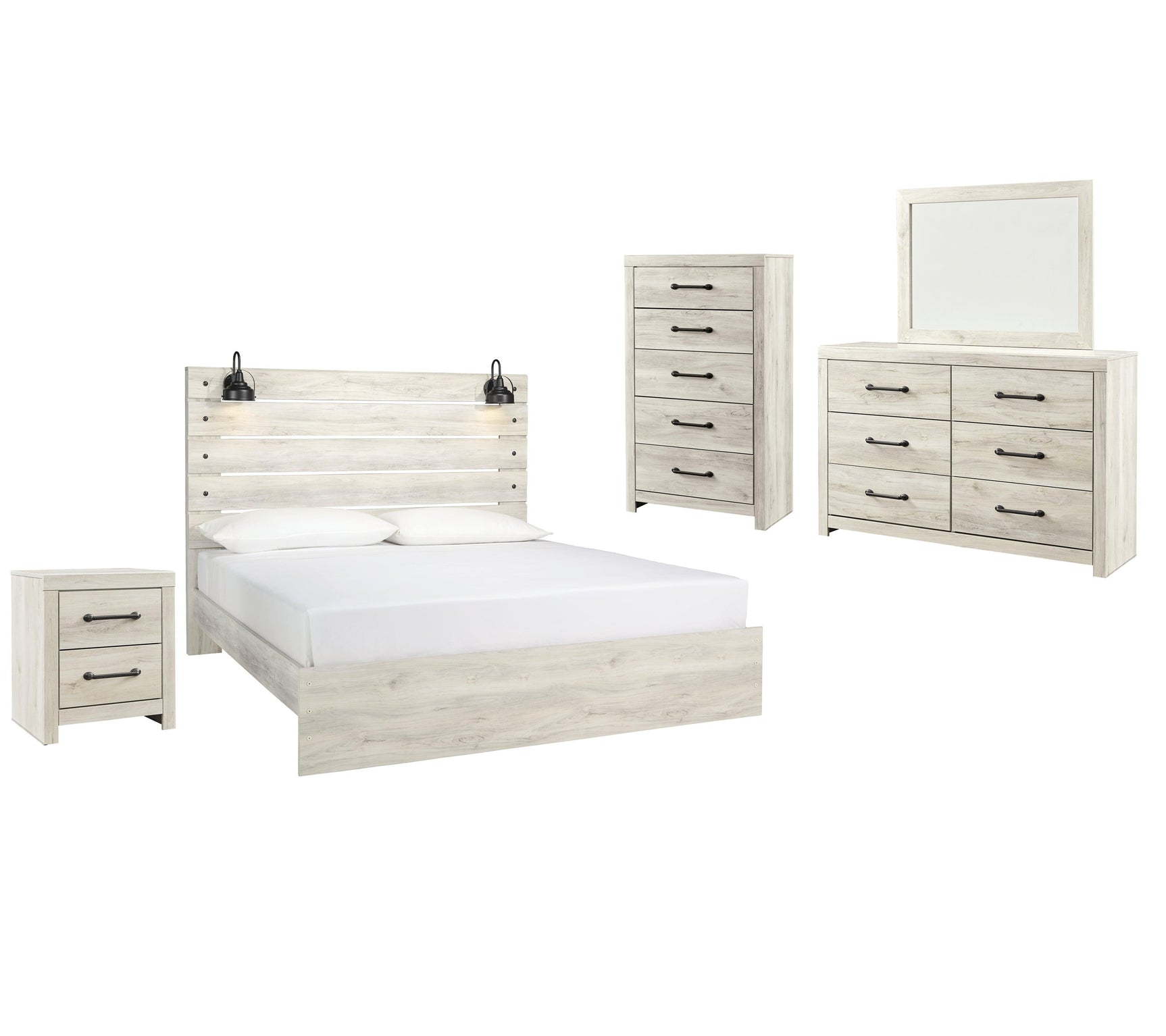 Cambeck Whitewash Panel Bedroom Set - Ella Furniture