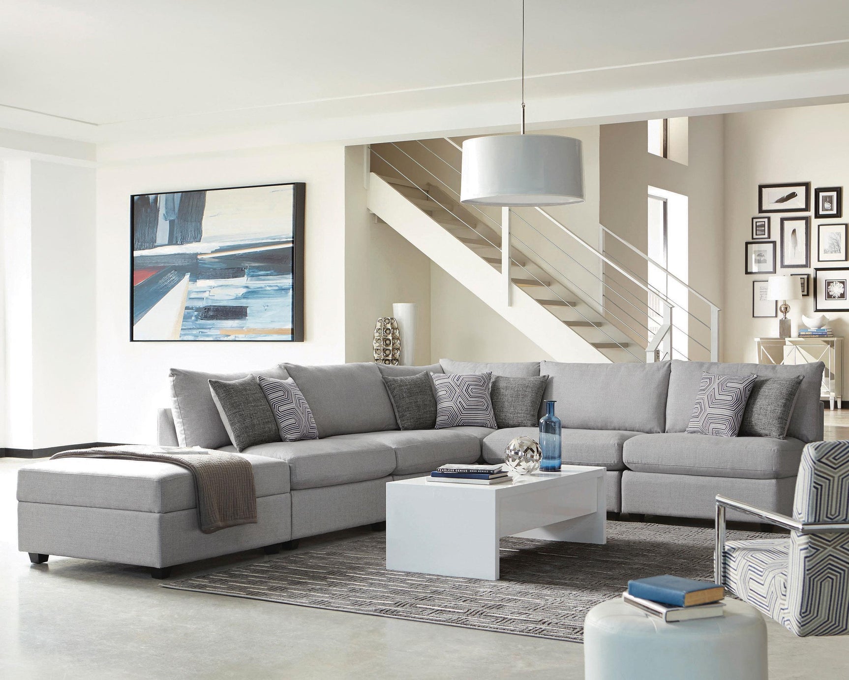 Cambria 6-piece Upholstered Modular Sectional Sofa Grey 551511-S6A - Ella Furniture