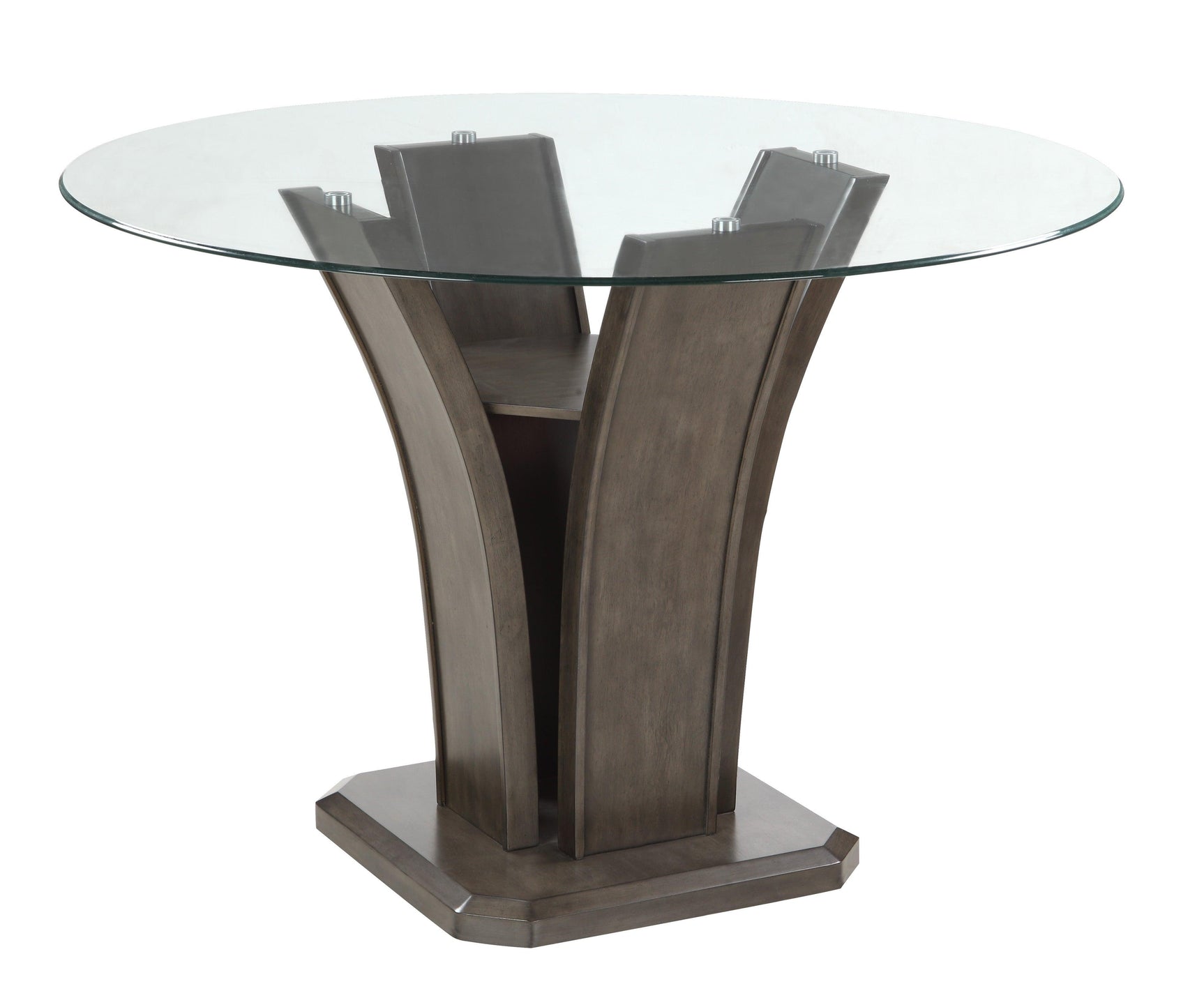 Camelia Gray Fabric Round Glass-top Counter Height Dining Room Set - Ella Furniture