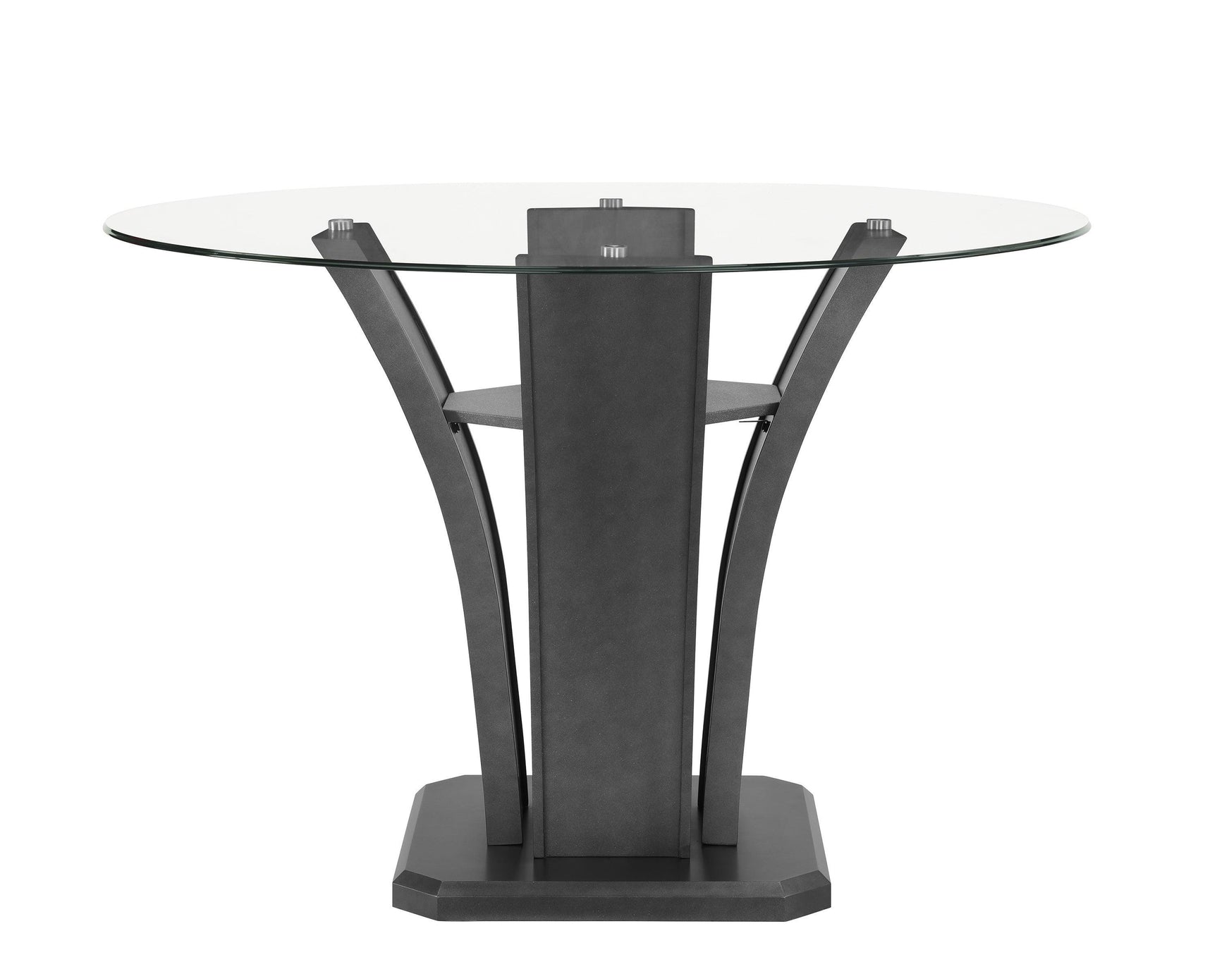 Camelia Gray Modern Solid Wood Glass Faux Leather Counter Height Dining Room Set - Ella Furniture