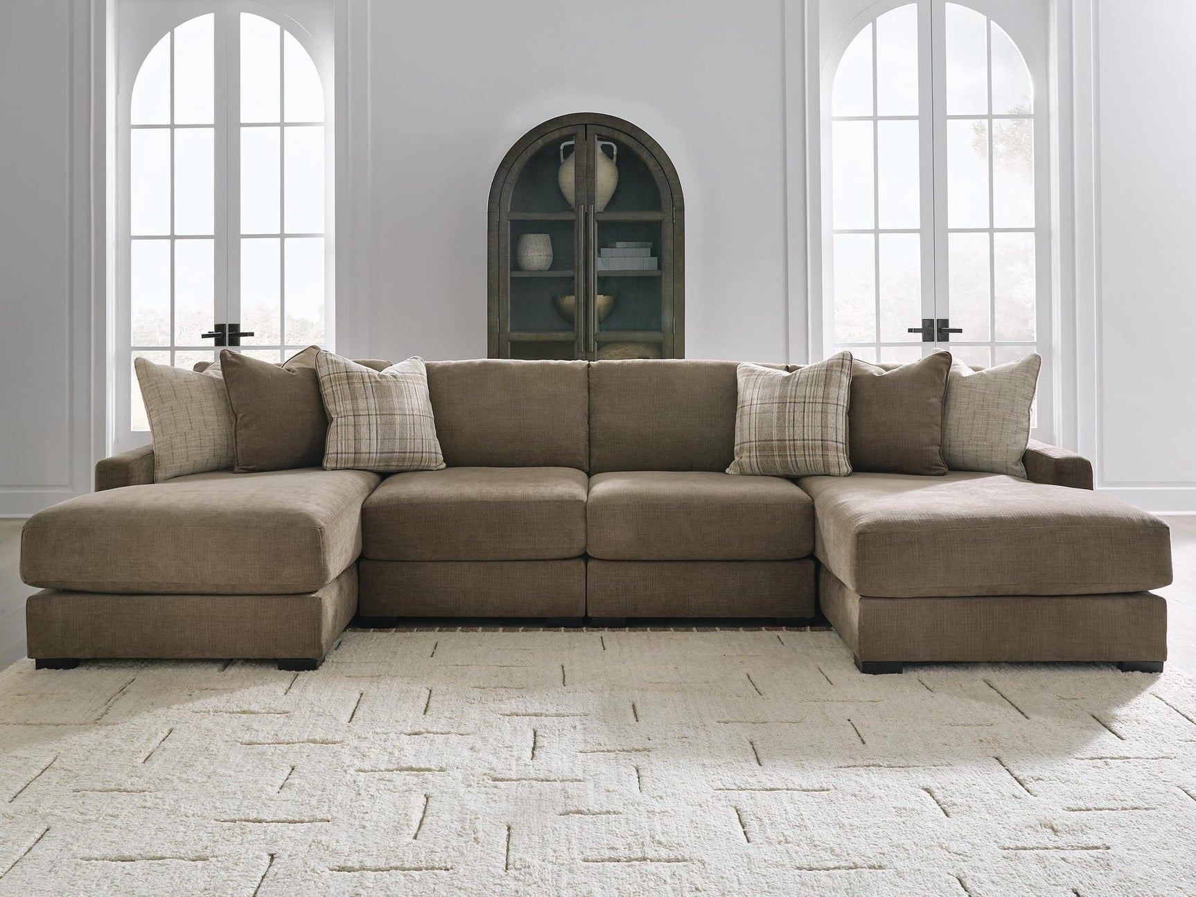 Camellia-Court Coffee 4-Piece Double Chaise Sectional from Ella Furniture