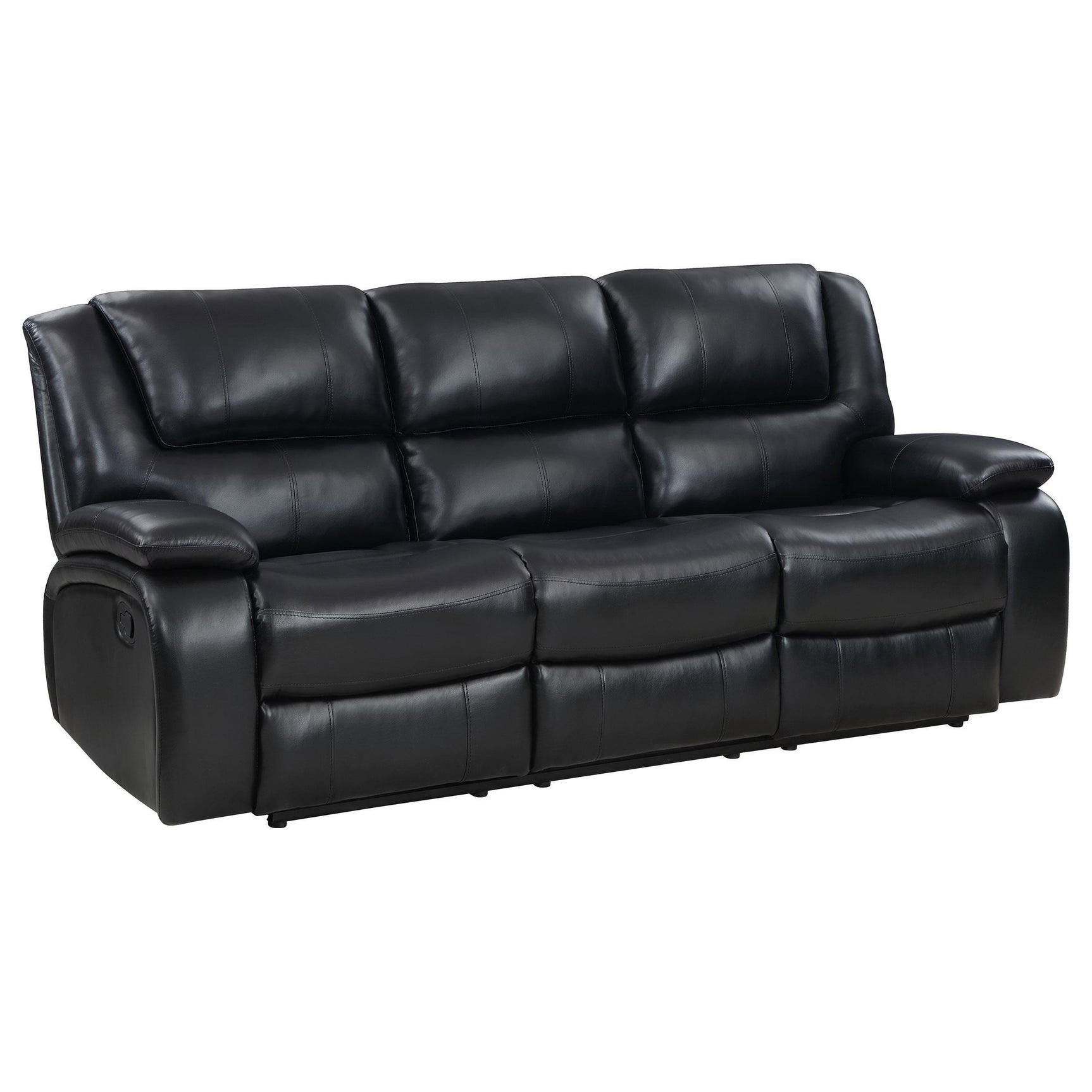 Camila 3-piece Upholstered Motion Reclining Sofa Set Black 610244-S3 - Ella Furniture