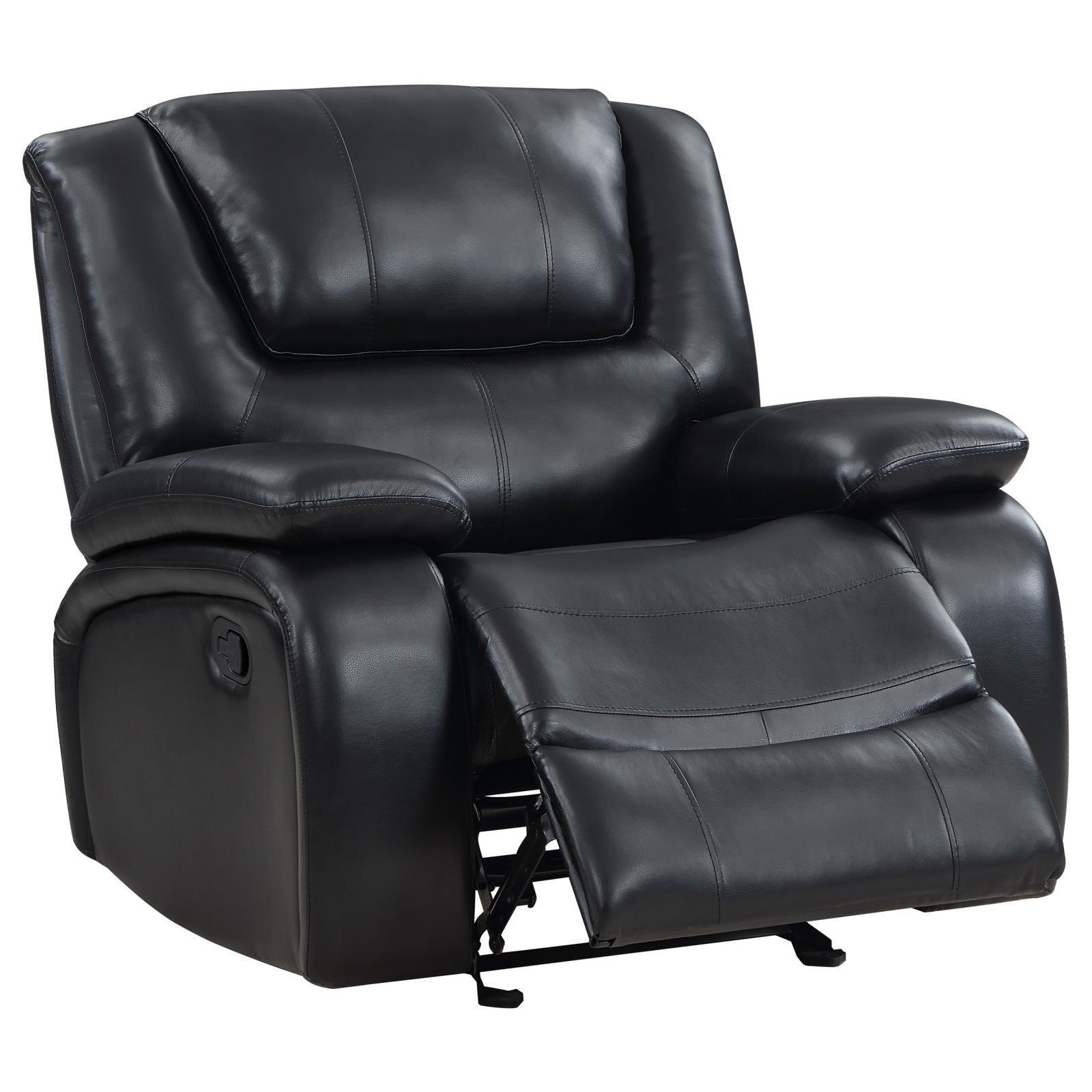 Camila Upholstered Glider Recliner Chair Black 610246 - Ella Furniture