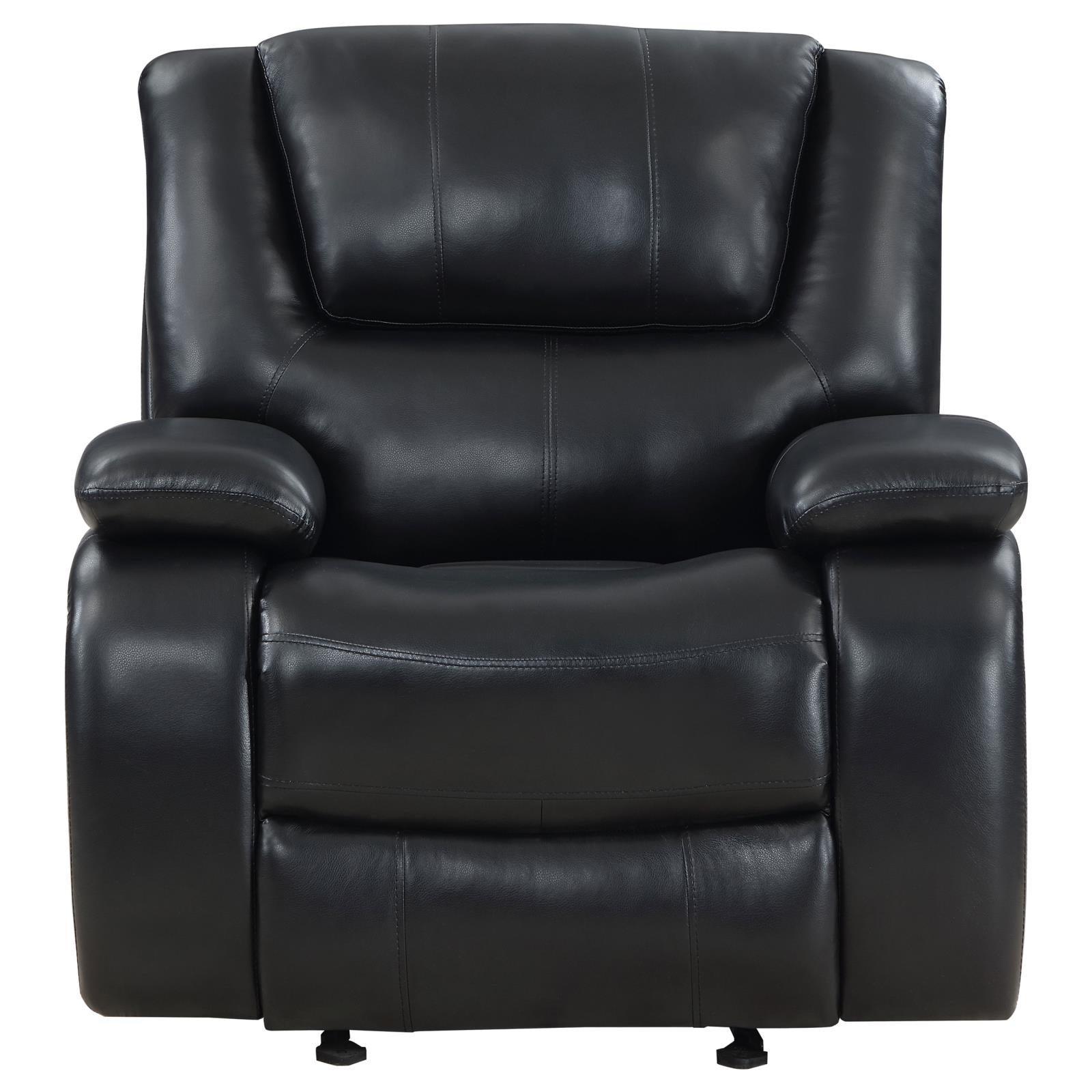 Camila Upholstered Glider Recliner Chair Black 610246 - Ella Furniture