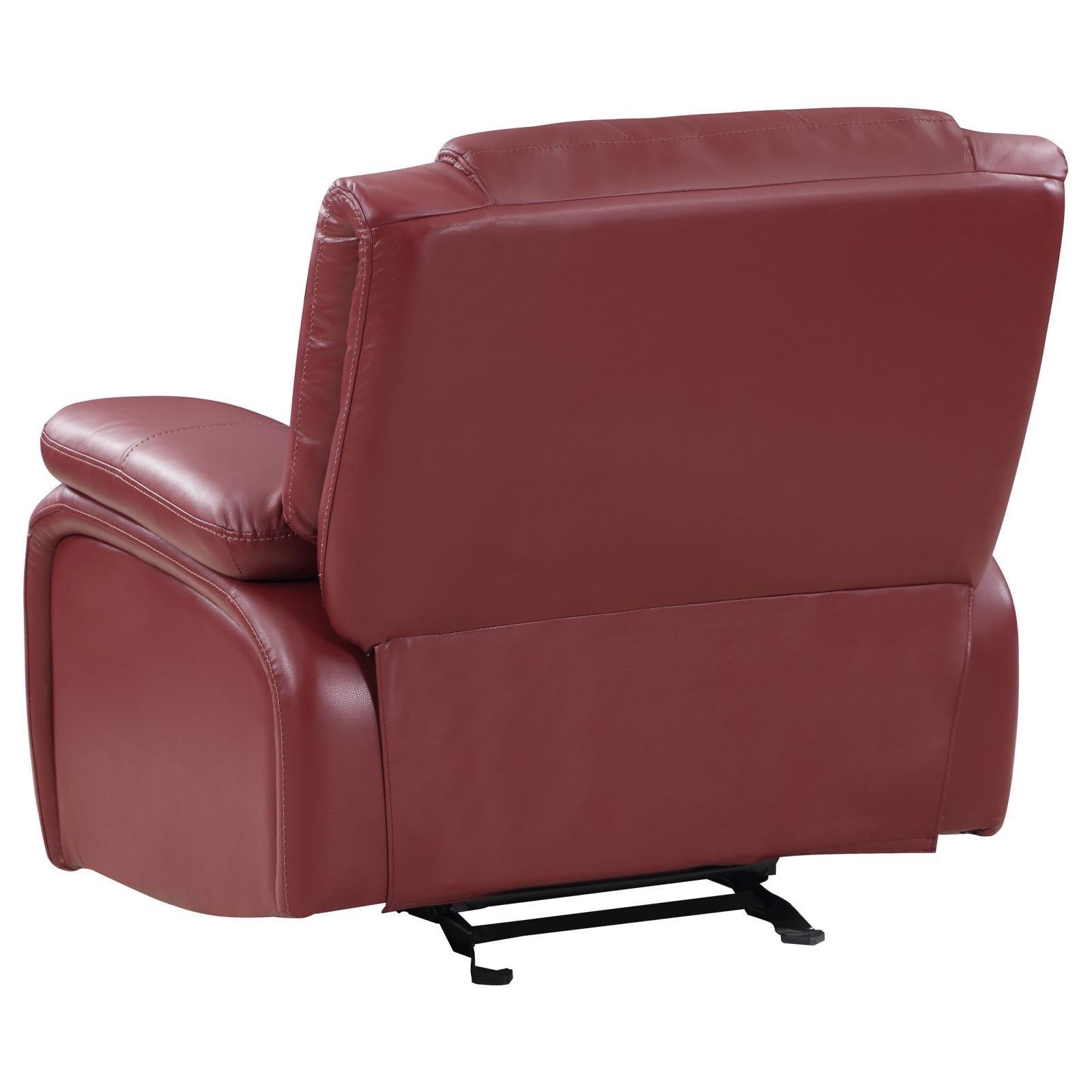 Camila Upholstered Glider Recliner Chair Red Faux Leather 610243 - Ella Furniture