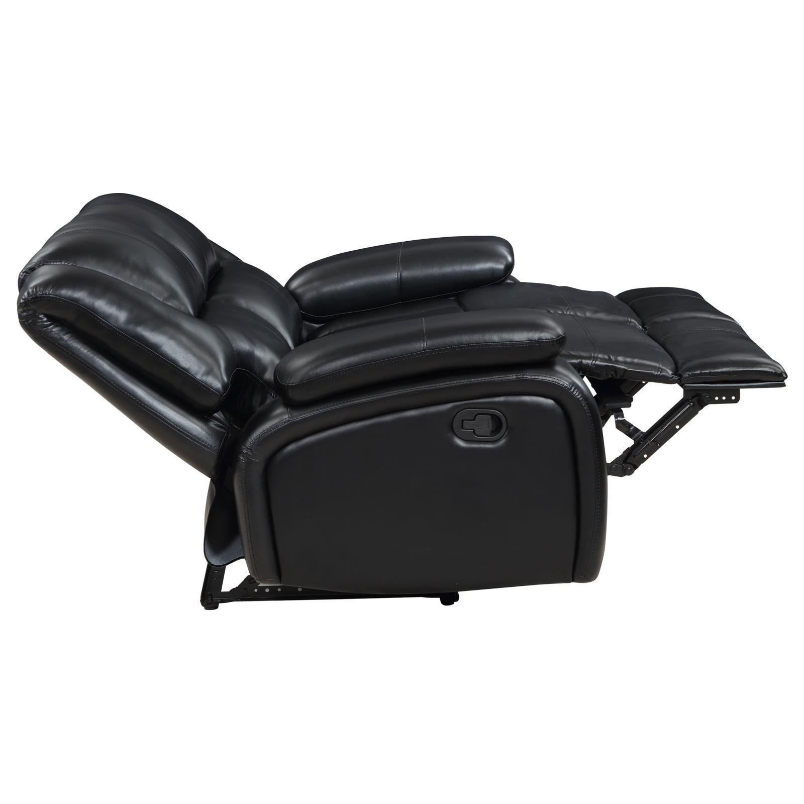 Camila Upholstered Motion Reclining Loveseat Black 610245 - Ella Furniture