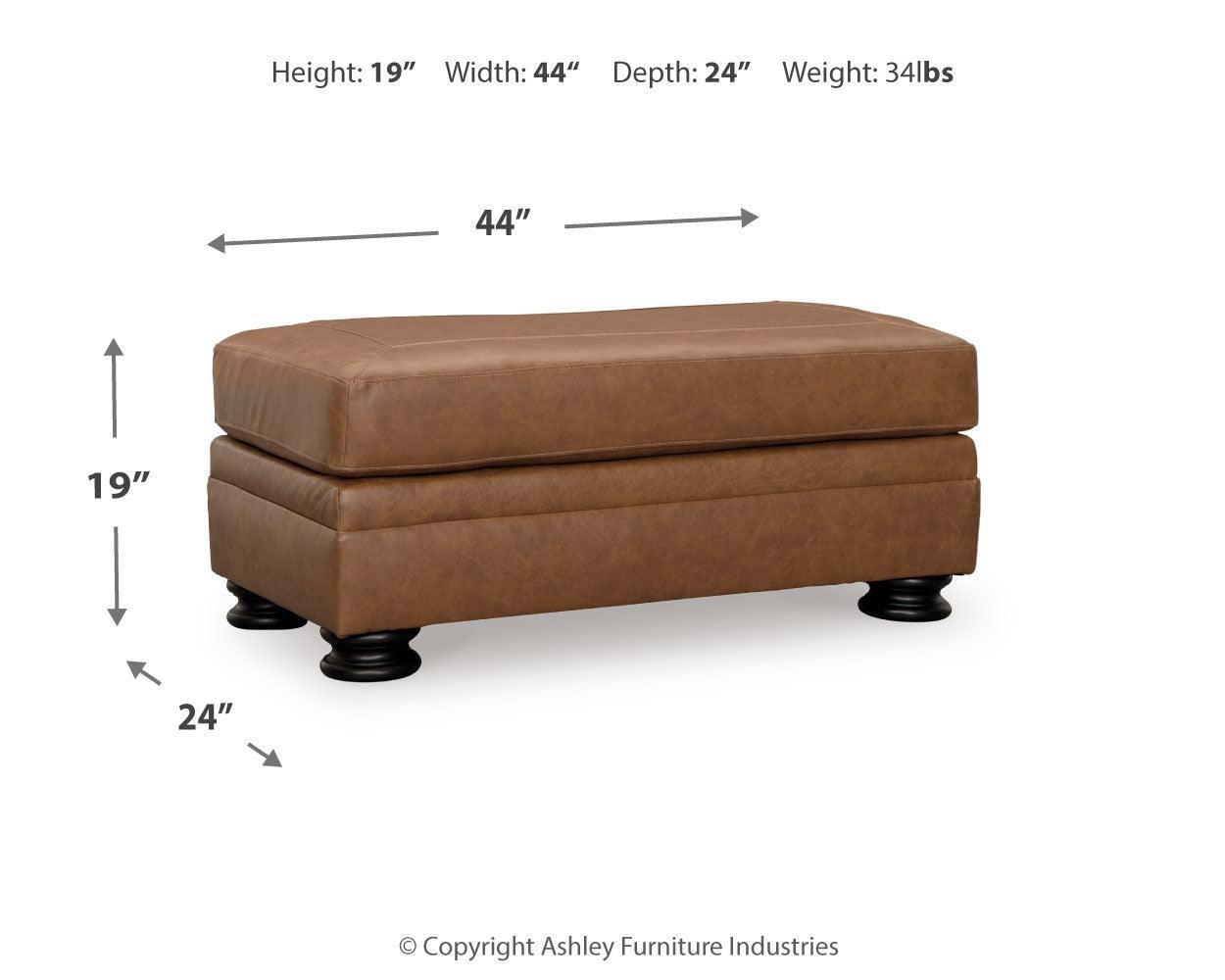 Carianna Caramel Chair And Ottoman - Ella Furniture