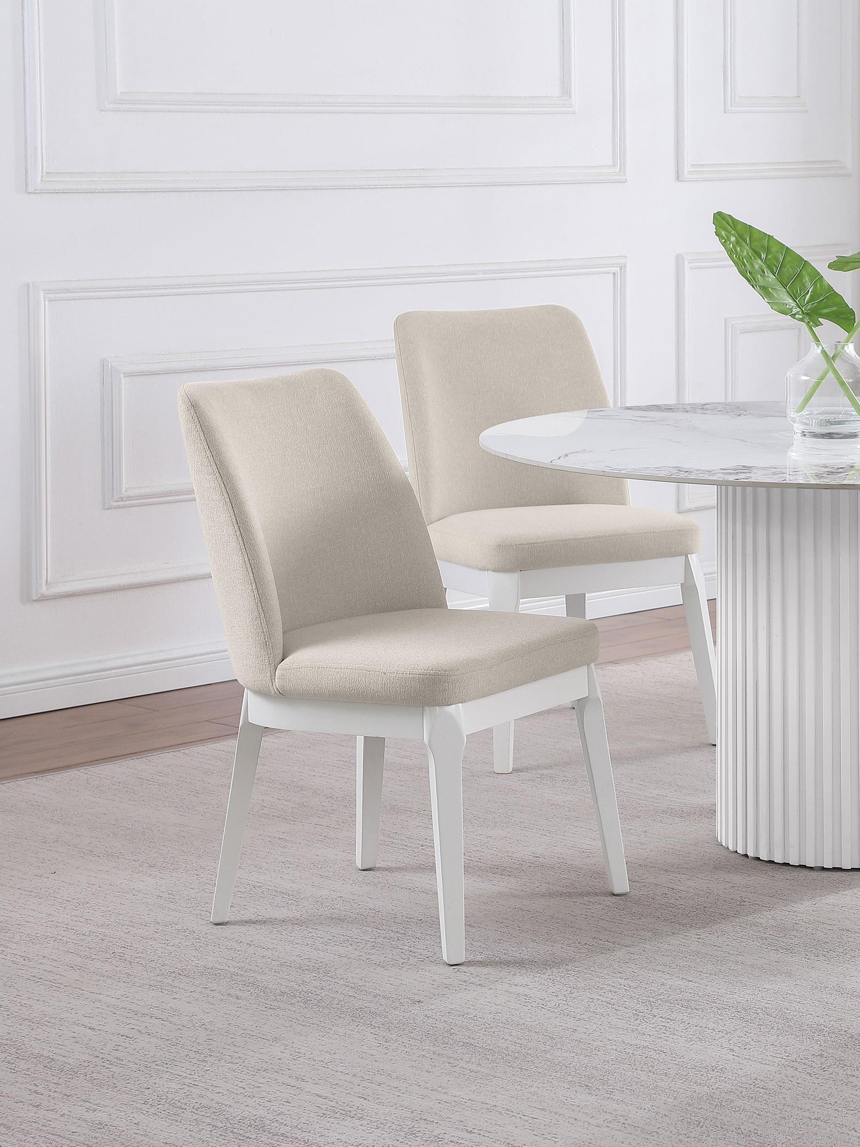Carissa Upholstered Dining Side Chair Beige (Set of 2) 108302 - Ella Furniture