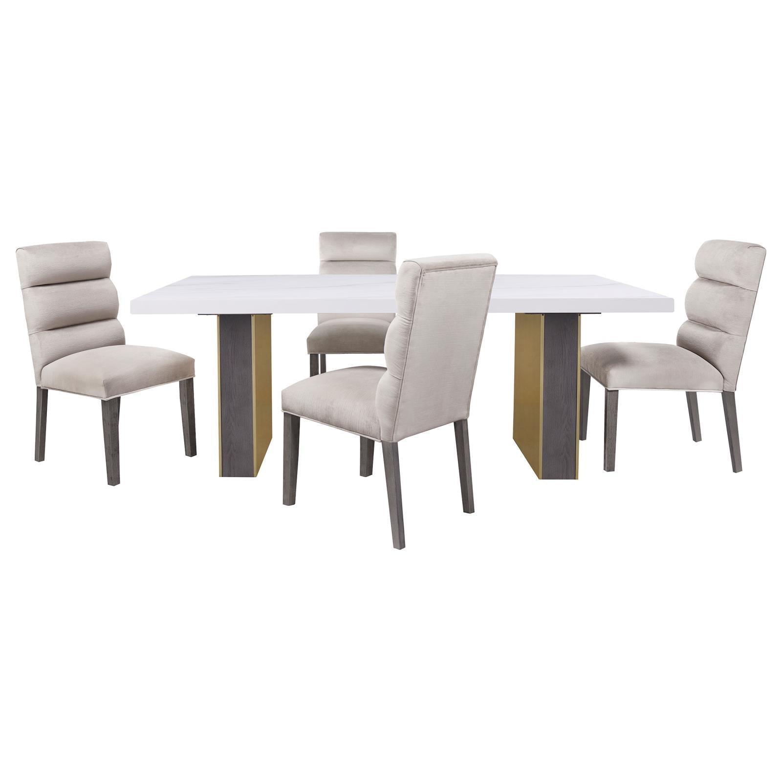 Carla Upholstered Dining Side Chair Stone (Set Of 2) 106683 - Ella Furniture