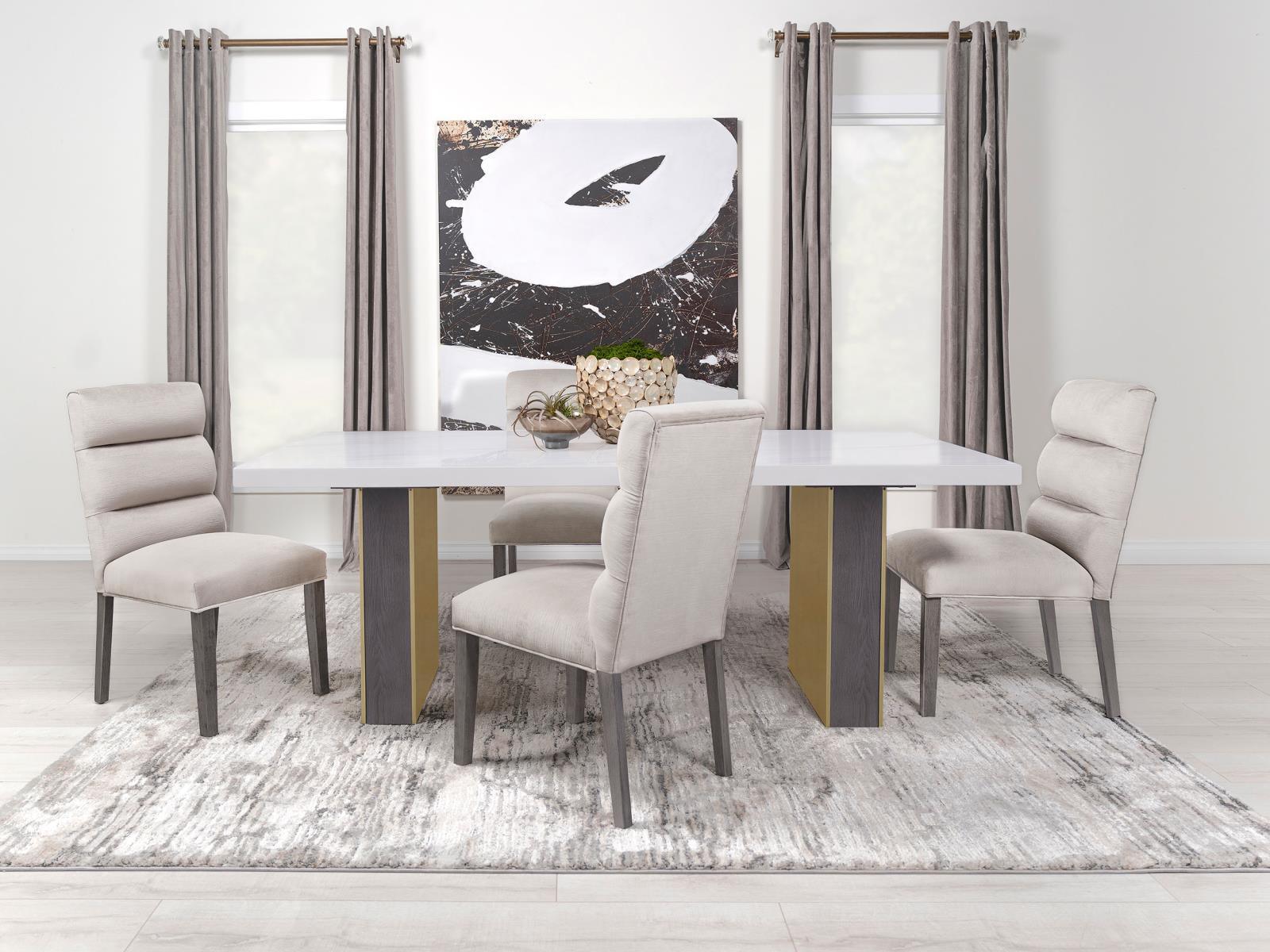 Carla Upholstered Dining Side Chair Stone (Set Of 2) 106683 - Ella Furniture