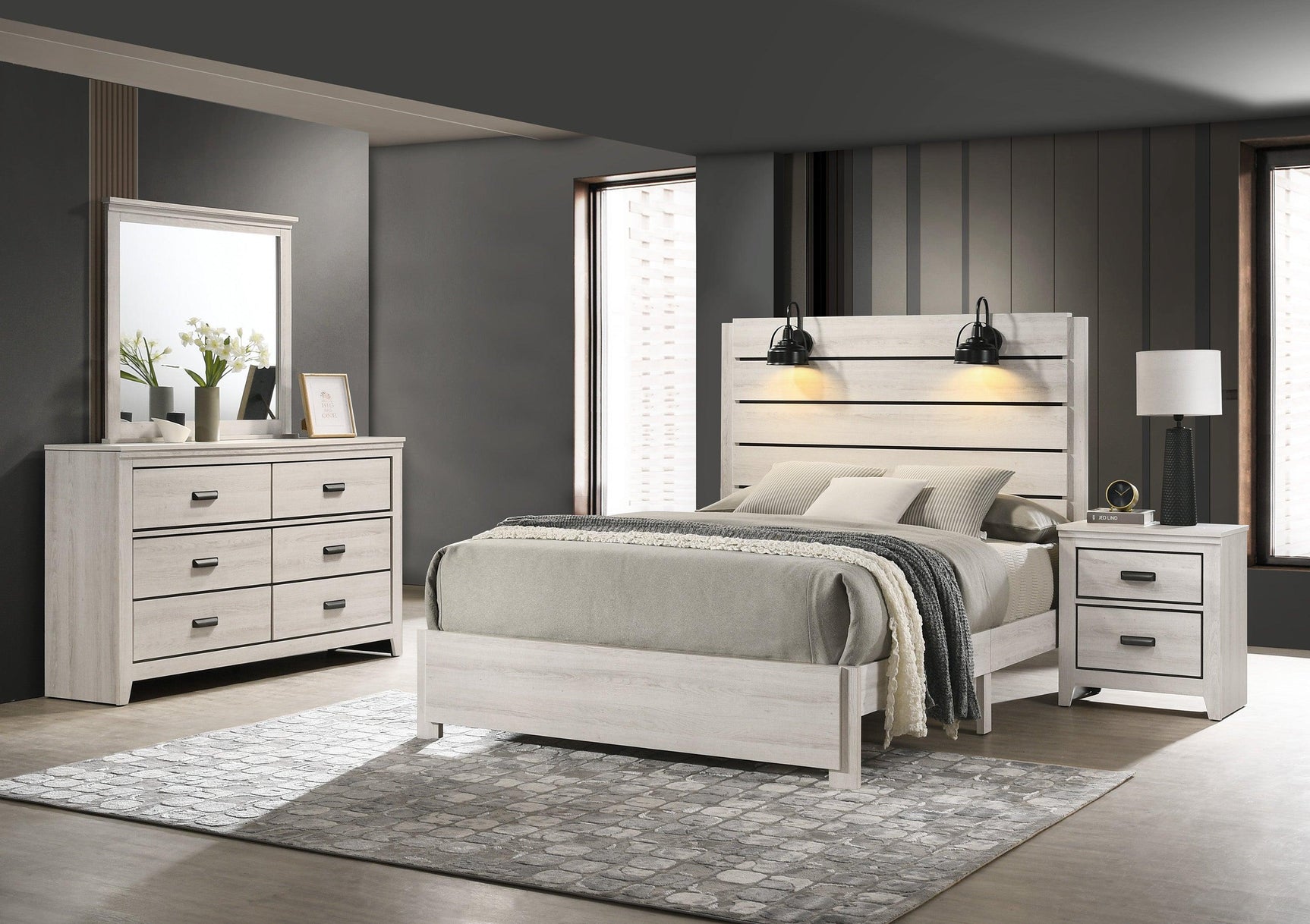 Carter White Modern Contemporary Solid Wood And Veneers 2-Drawers Nightstand - Ella Furniture