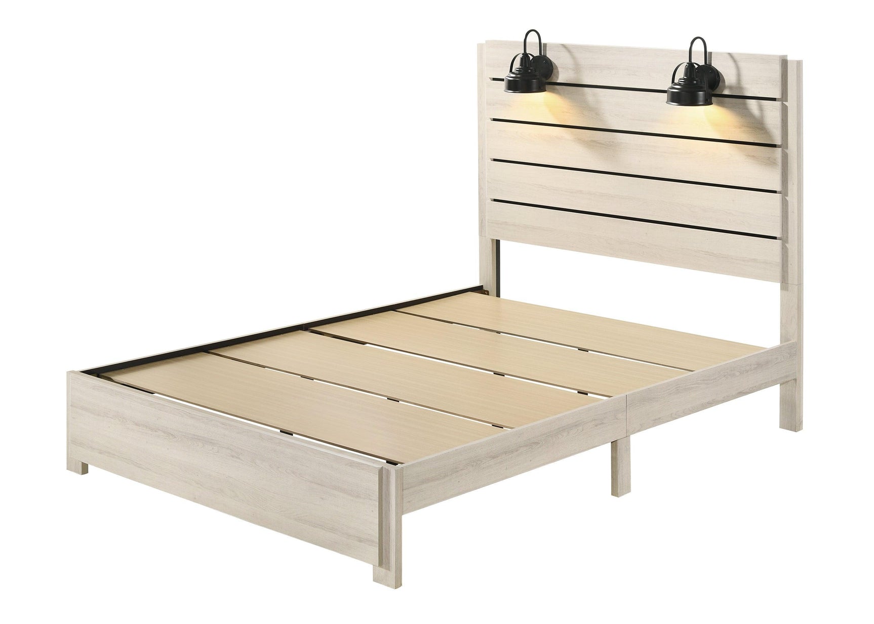 Carter White Modern Contemporary Solid Wood And Veneers LED Queen Bed - Ella Furniture