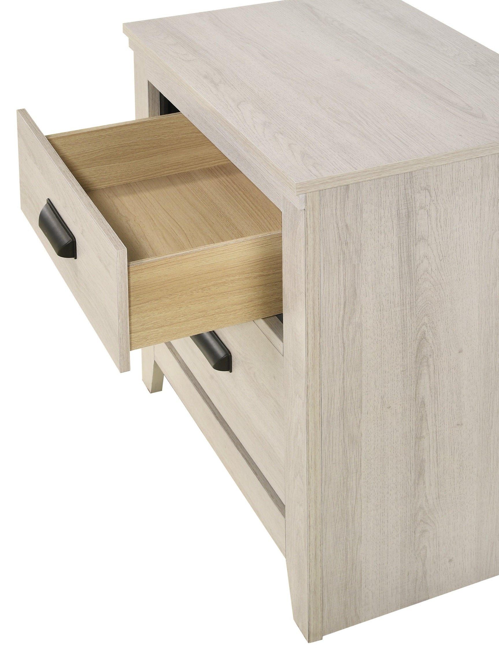 Carter White Modern Contemporary Solid Wood And Veneers LED Queen Bed - Ella Furniture