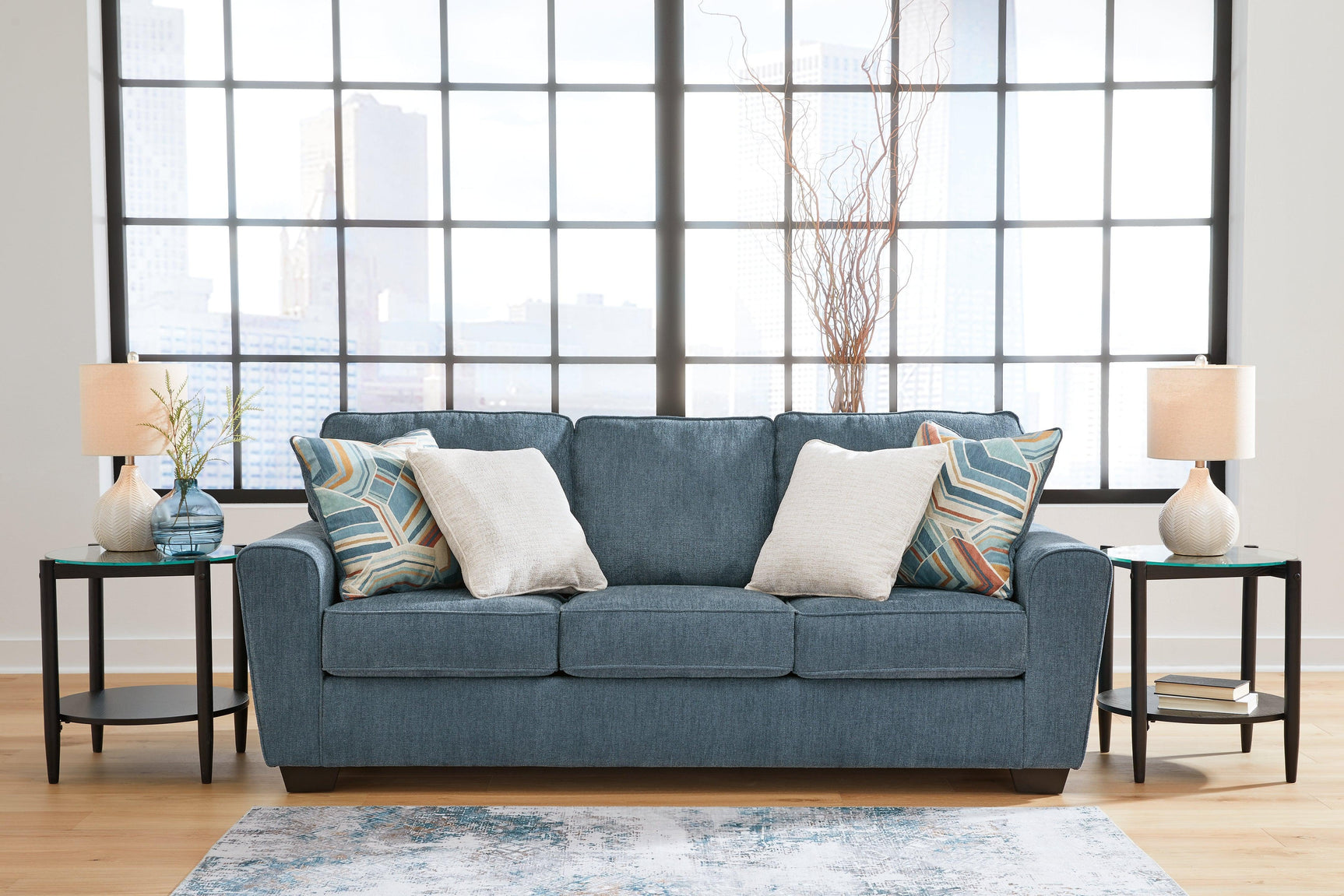 Cashton Blue Sofa And Loveseat - Ella Furniture