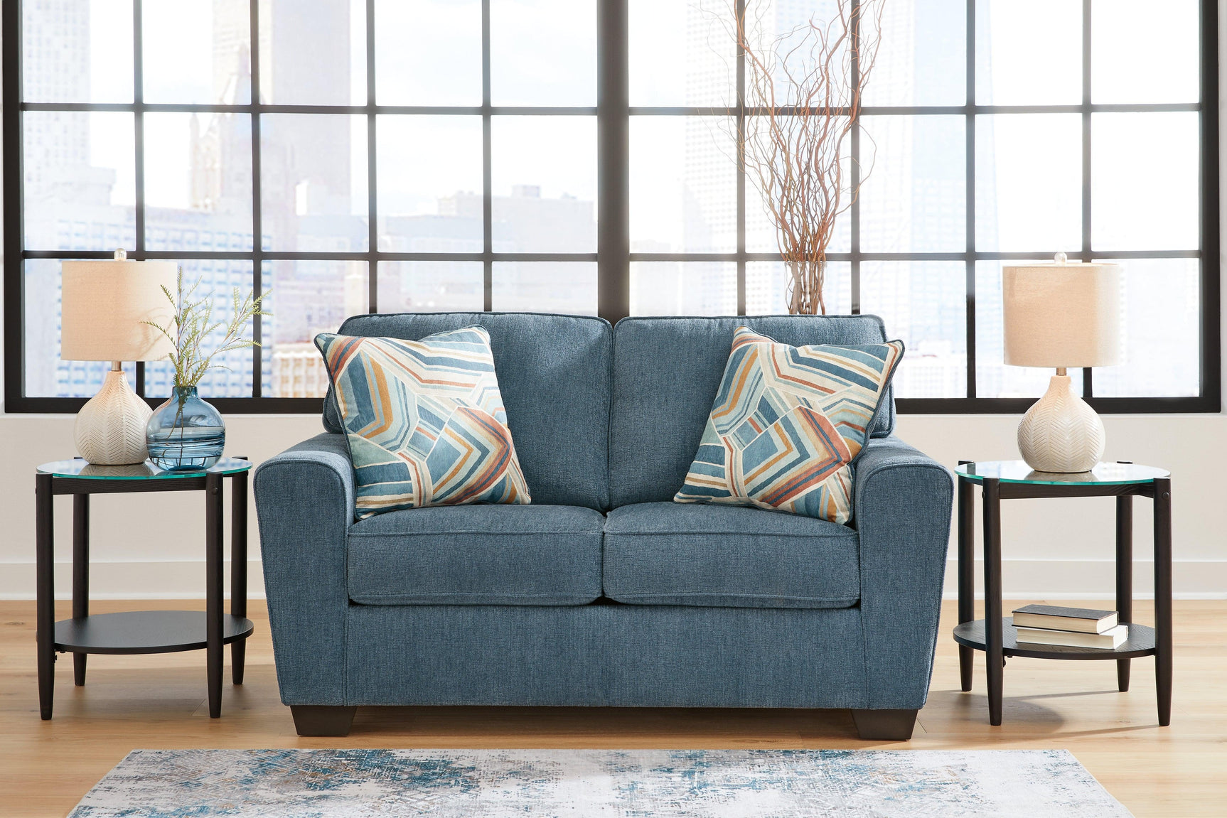 Cashton Blue Sofa And Loveseat - Ella Furniture