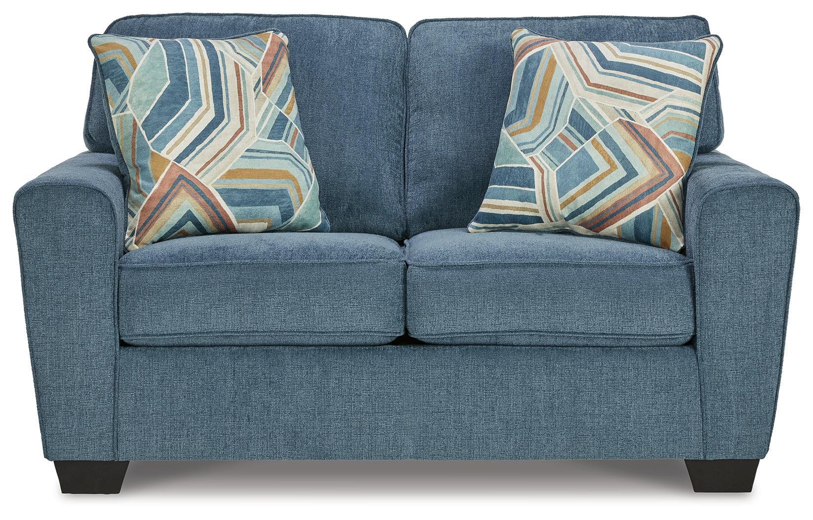 Cashton Blue Sofa, Loveseat, Chair And Ottoman - Ella Furniture