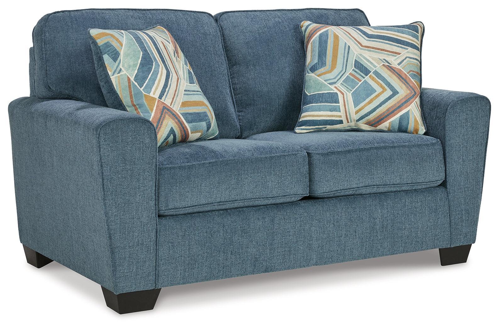 Cashton Blue Sofa, Loveseat, Chair And Ottoman - Ella Furniture
