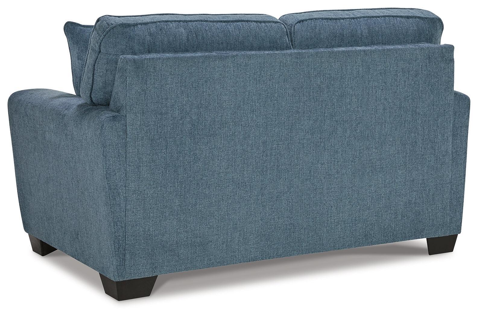 Cashton Blue Sofa, Loveseat, Chair And Ottoman - Ella Furniture