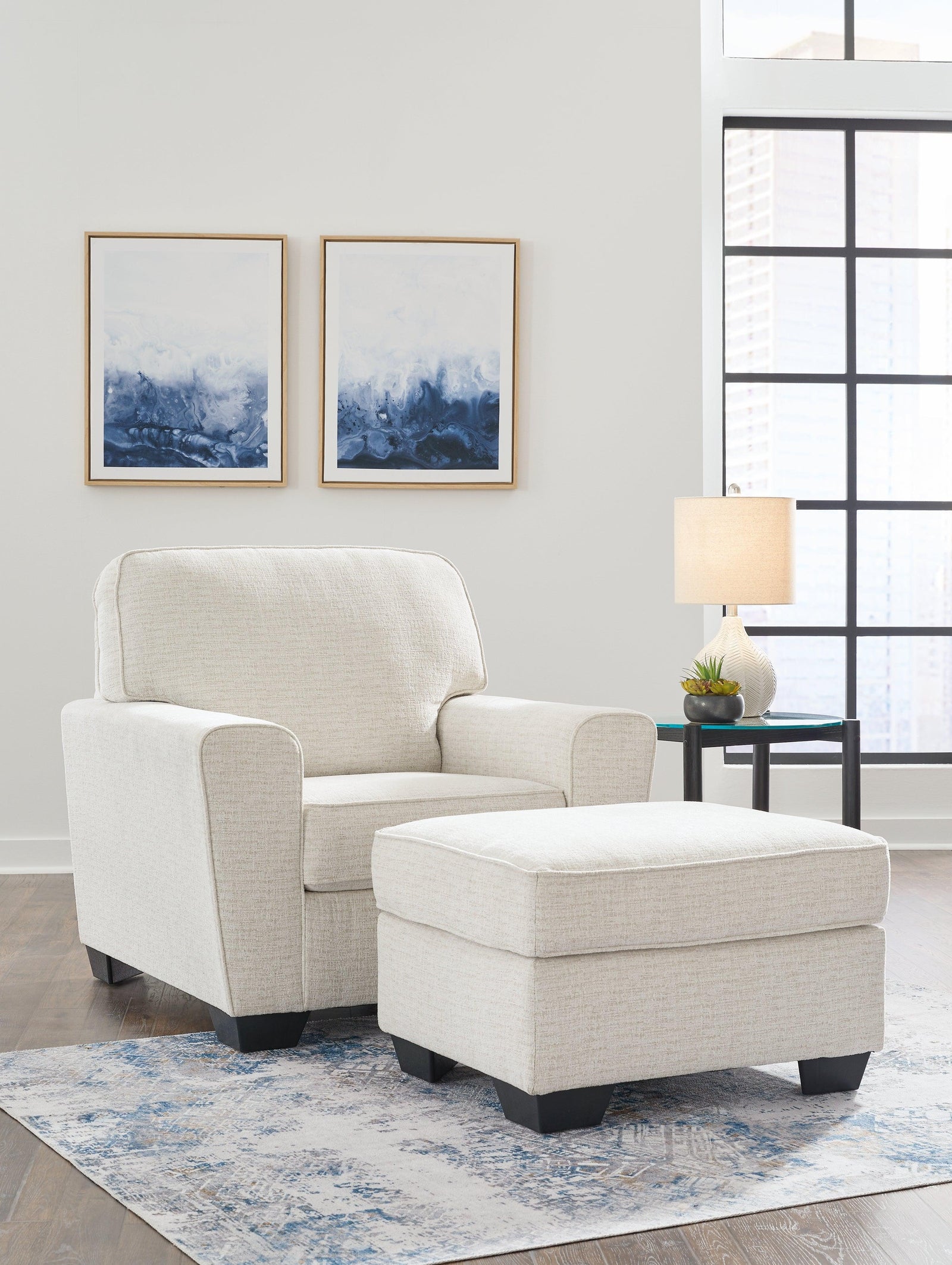 Cashton Snow Chair And Ottoman - Ella Furniture