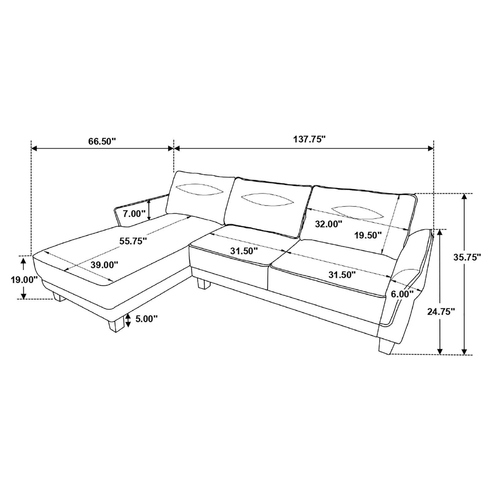 Caspian Upholstered Curved Arms Sectional Sofa Grey 509540 - Ella Furniture