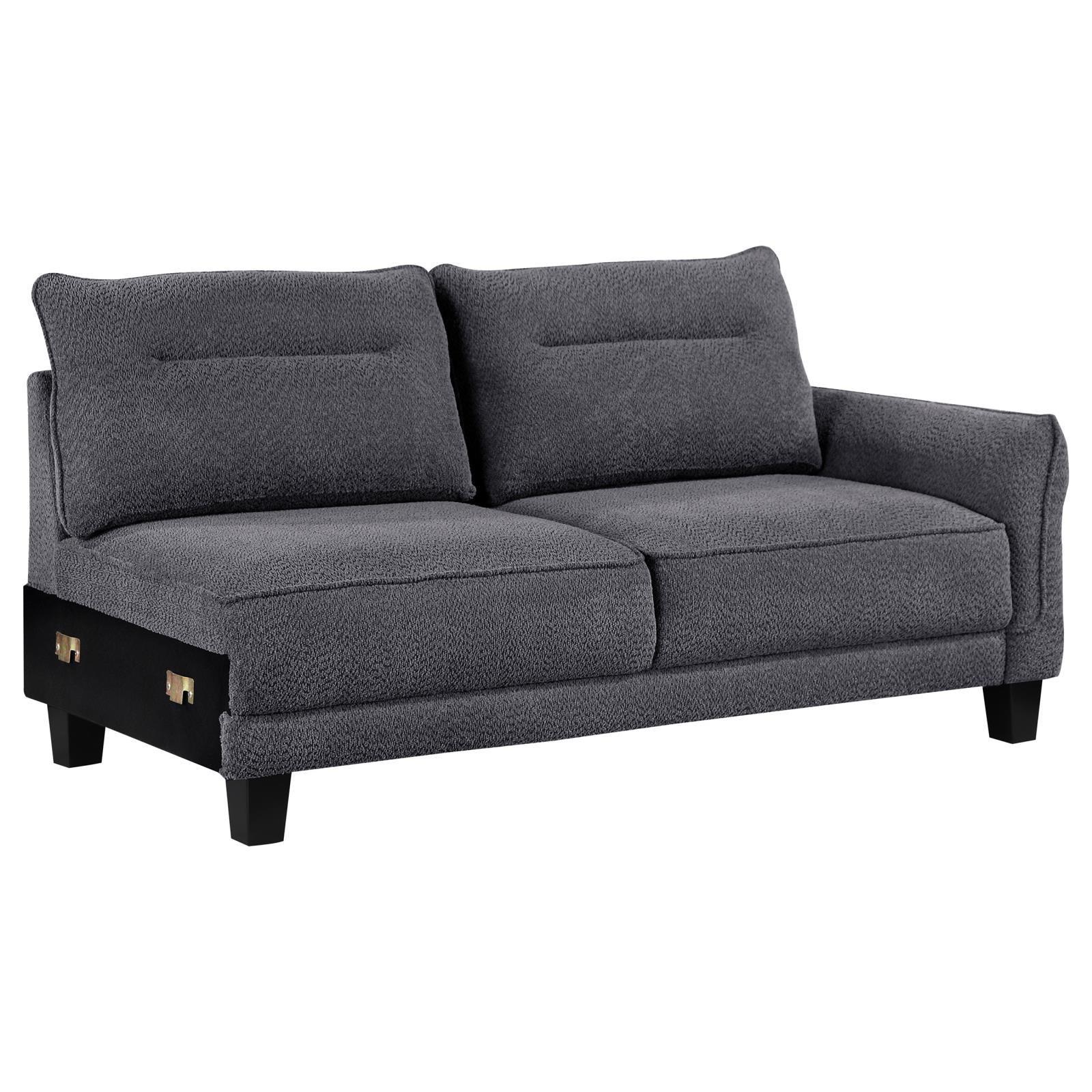 Caspian Upholstered Curved Arms Sectional Sofa Grey 509540 - Ella Furniture