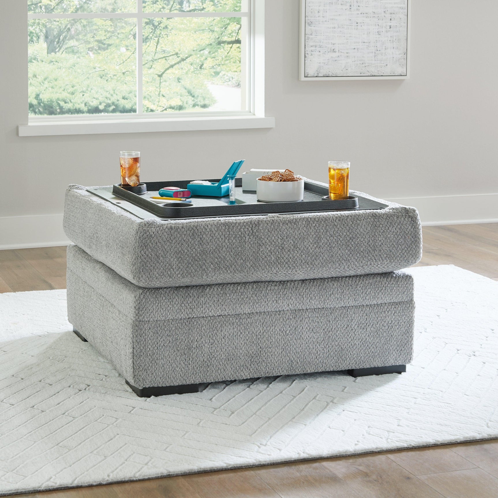 Casselbury Cement 2-Piece Sectional With Ottoman - Ella Furniture