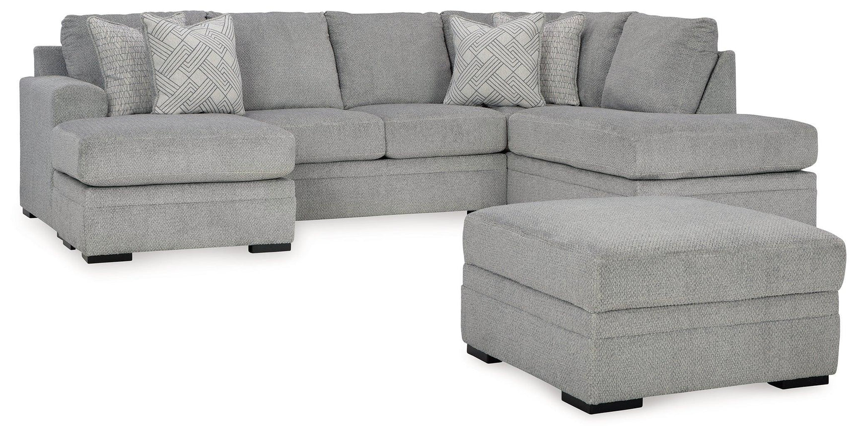 Casselbury Cement 2-Piece Sectional With Ottoman - Ella Furniture