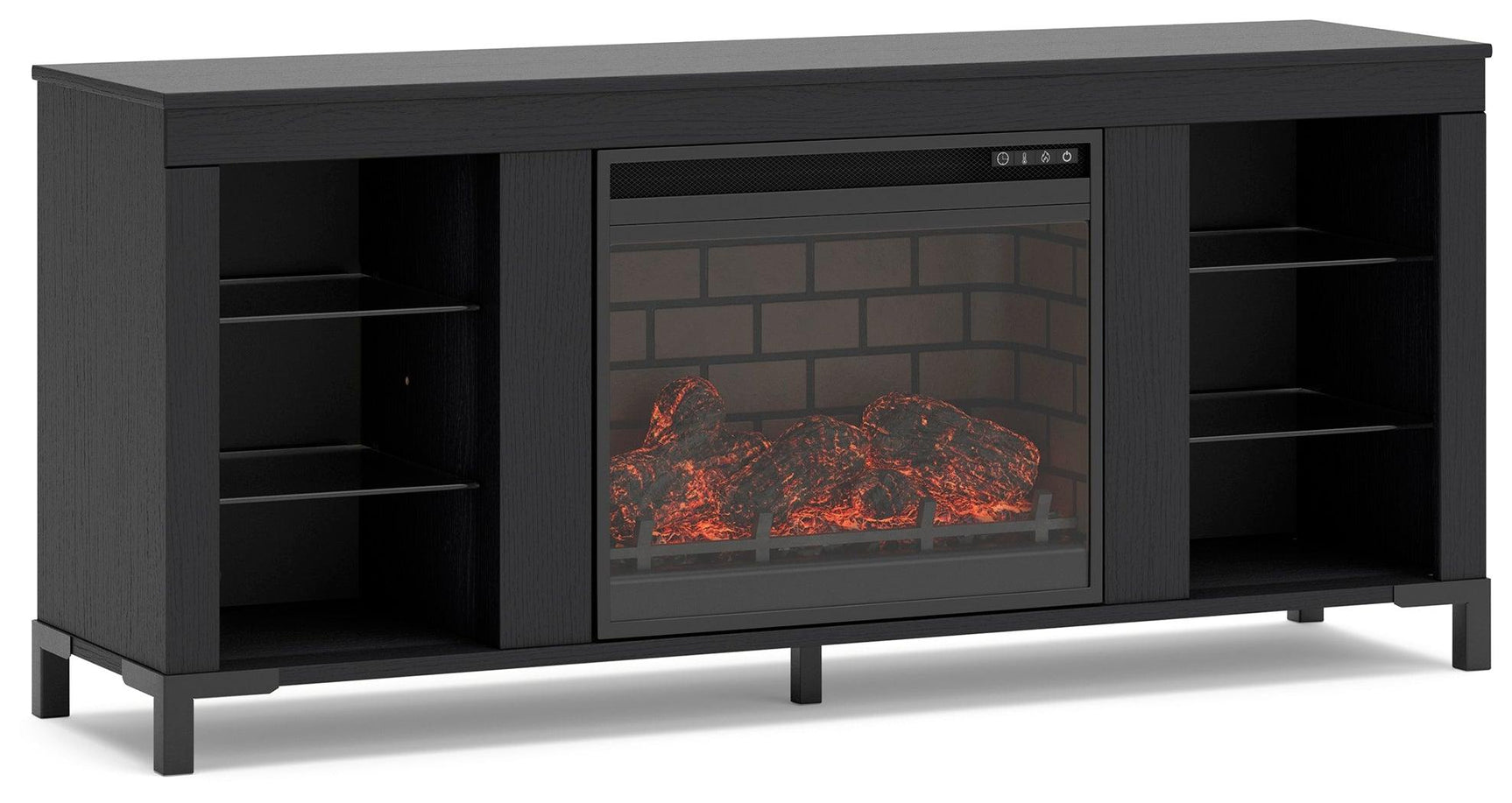 Cayberry Black 60" Tv Stand With Electric Fireplace - Ella Furniture
