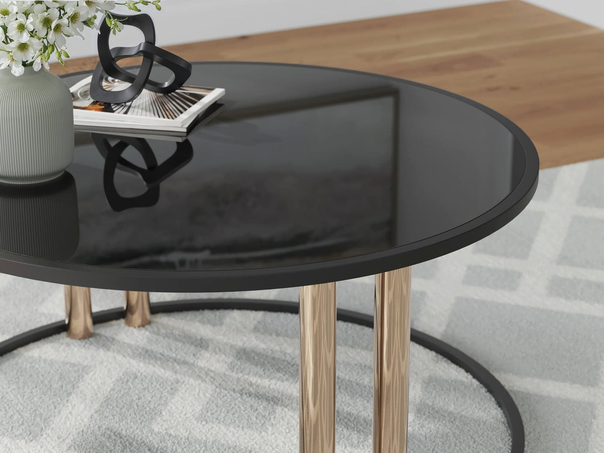 Black and Gold Coffee Table with Two End Tables — product image 3