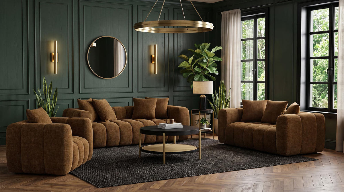 Lazaro Fabric Upholstered Wide Channel Sofa Bronze — product image 11