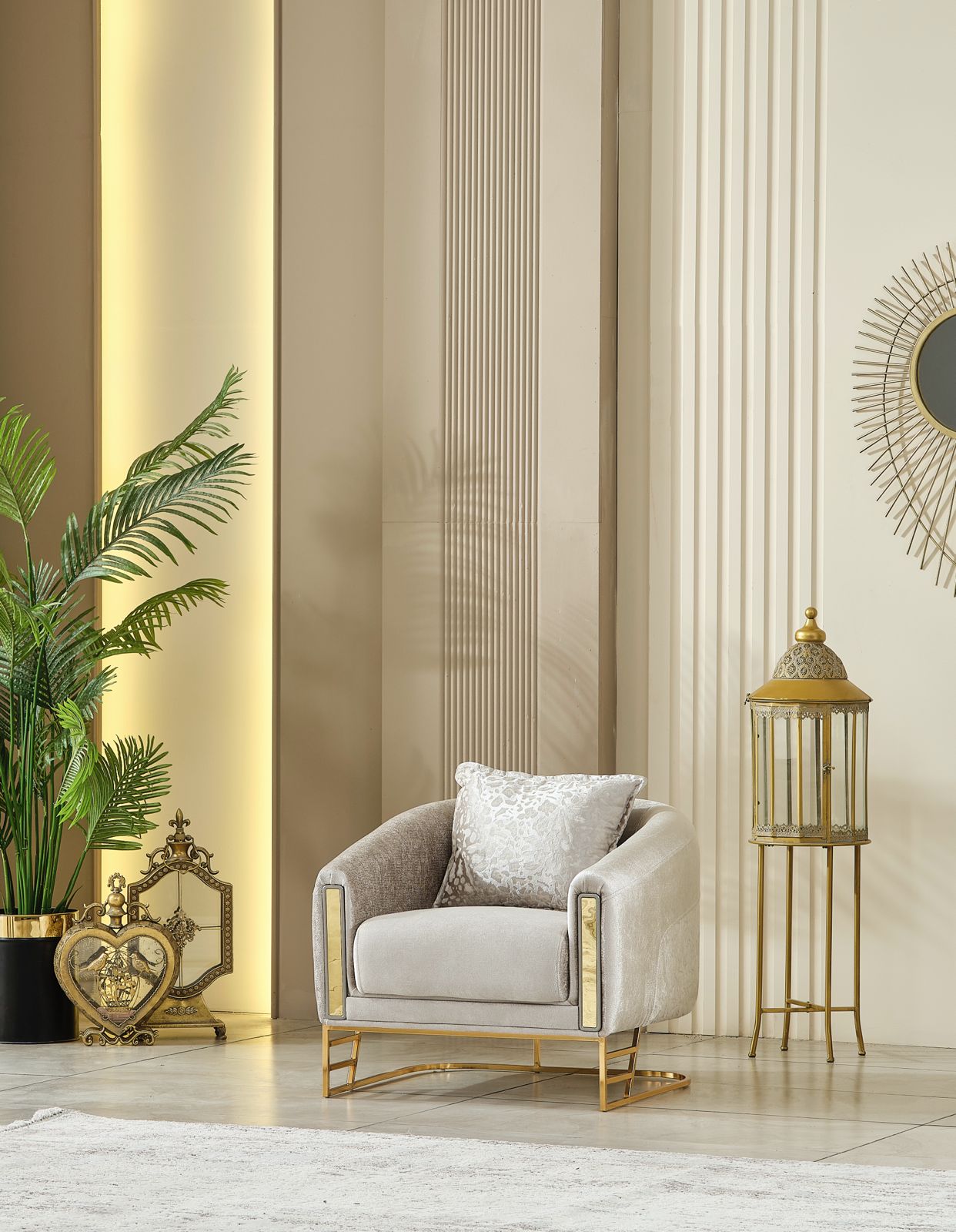 Romance Light Gray Living Room Set