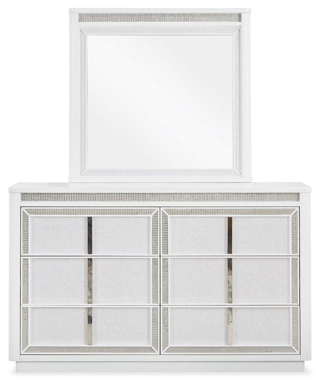 Chalanna White Dresser and Mirror - Ella Furniture
