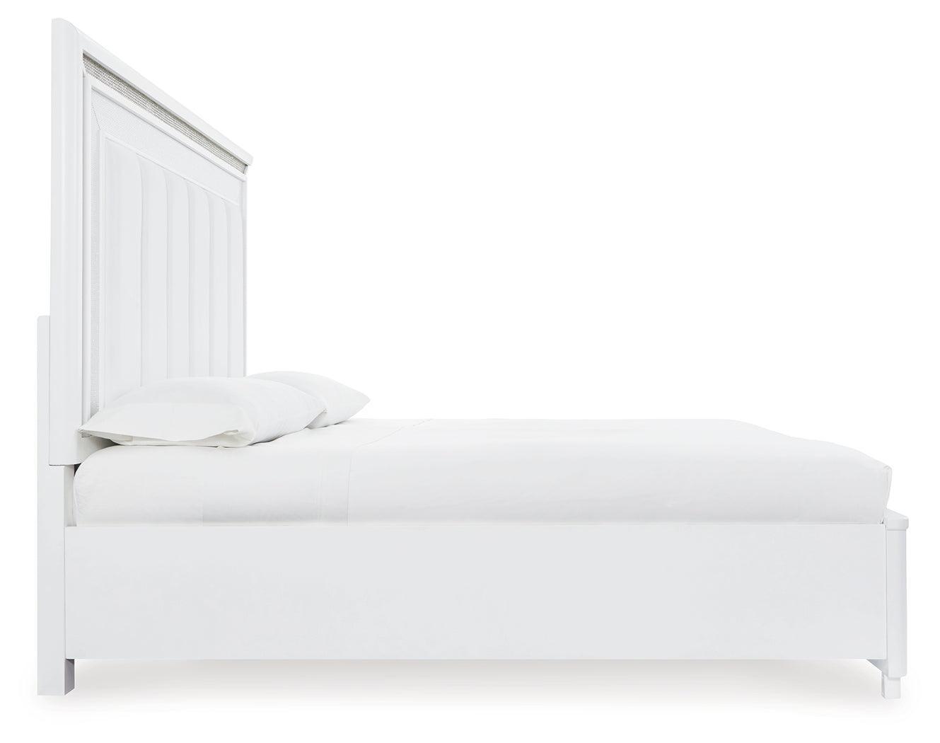 Chalanna White Queen Upholstered Storage Bed - Ella Furniture