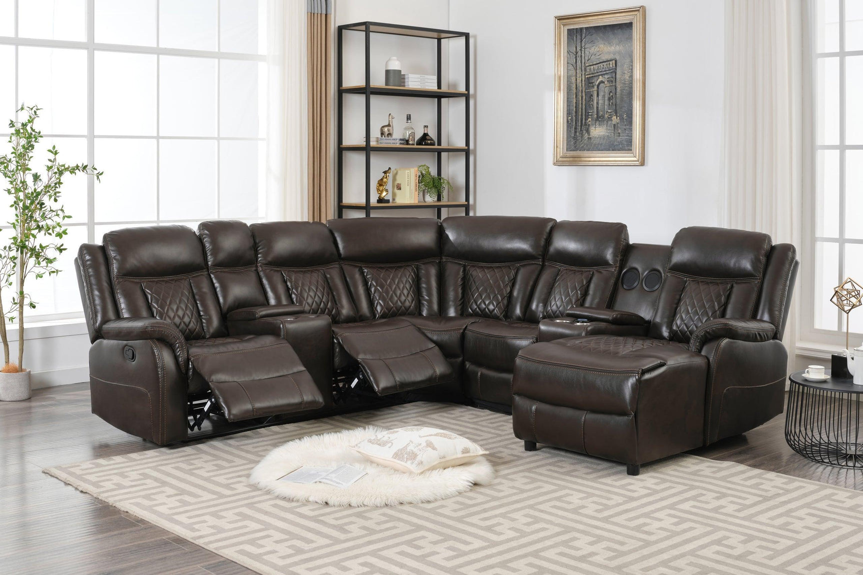 Champion Brown Reclining Sectional - Ella Furniture