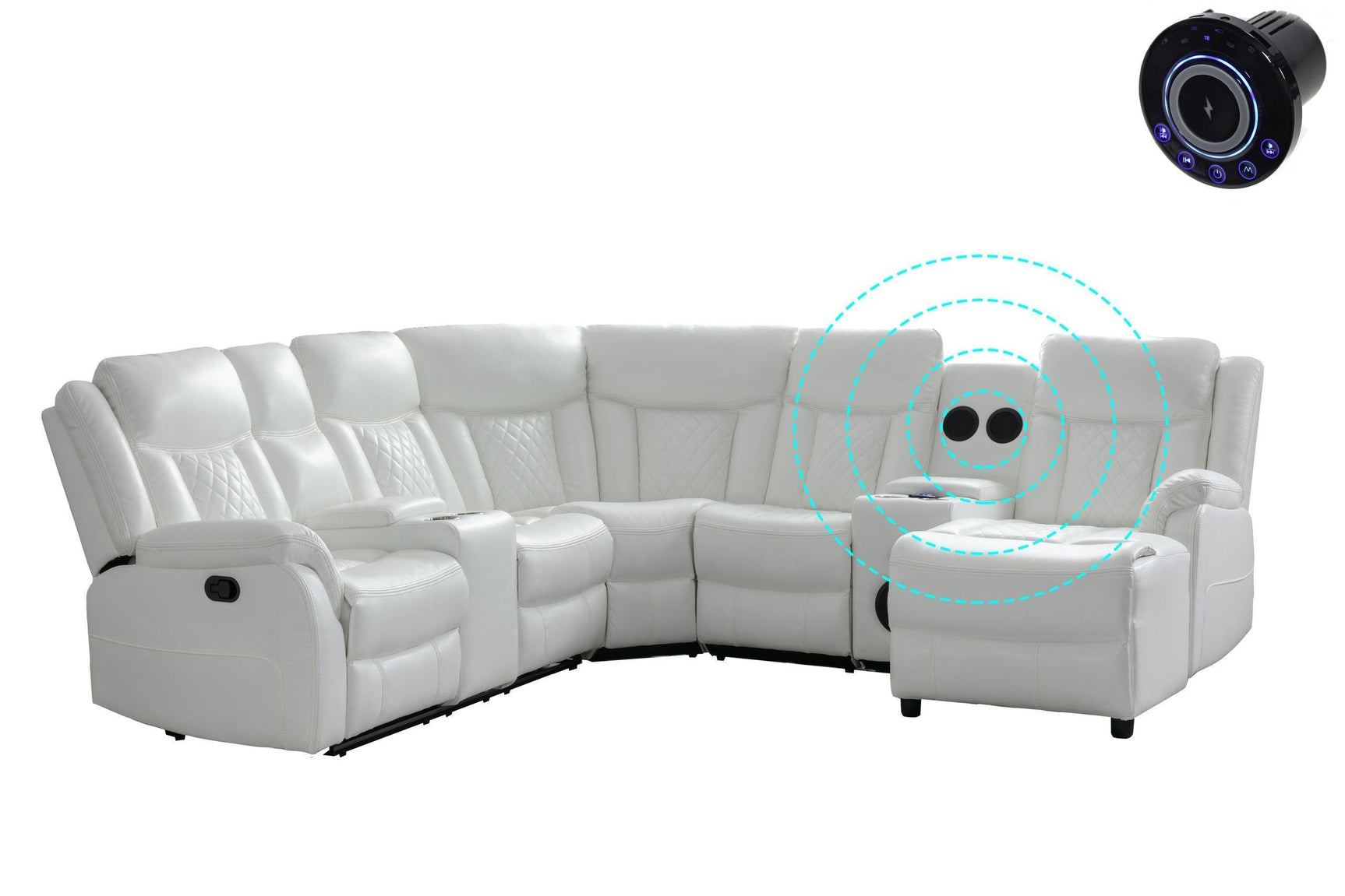 Champion White Reclining Sectional - Ella Furniture