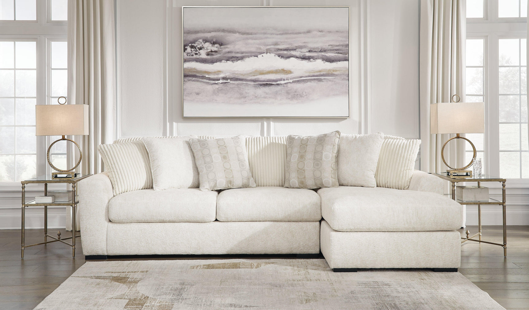 Chessington Ivory 2-Piece Sectional With Chaise - Ella Furniture