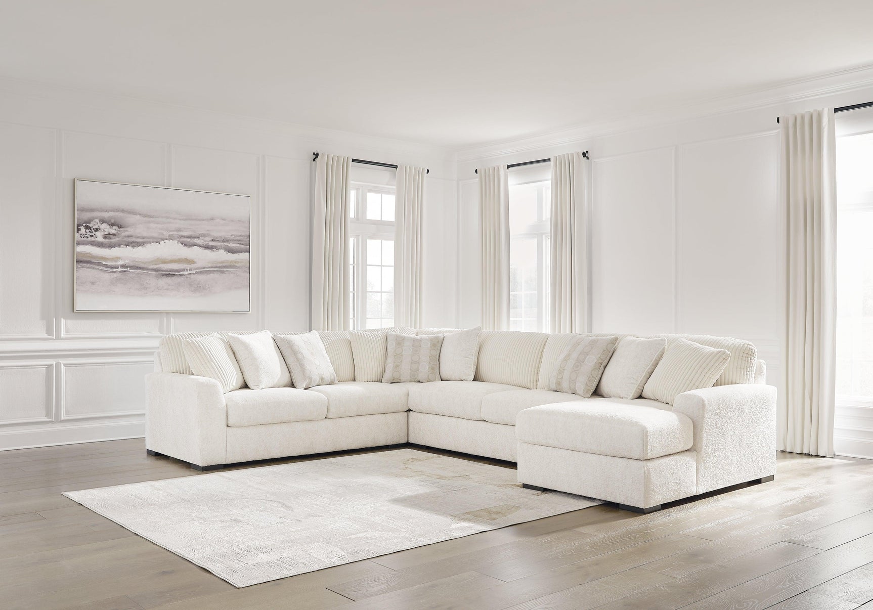 Chessington Ivory 4-Piece Sectional With Chaise - Ella Furniture