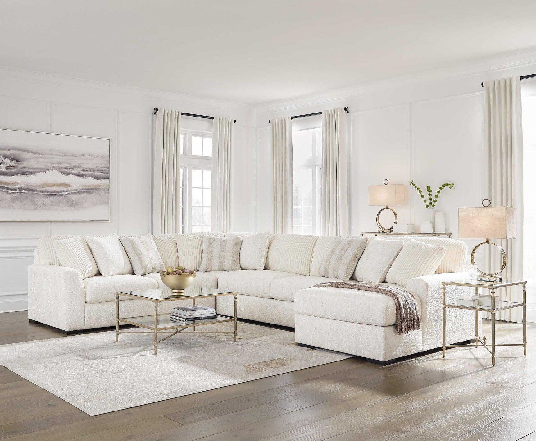 Chessington Ivory 4-Piece Sectional With Chaise - Ella Furniture
