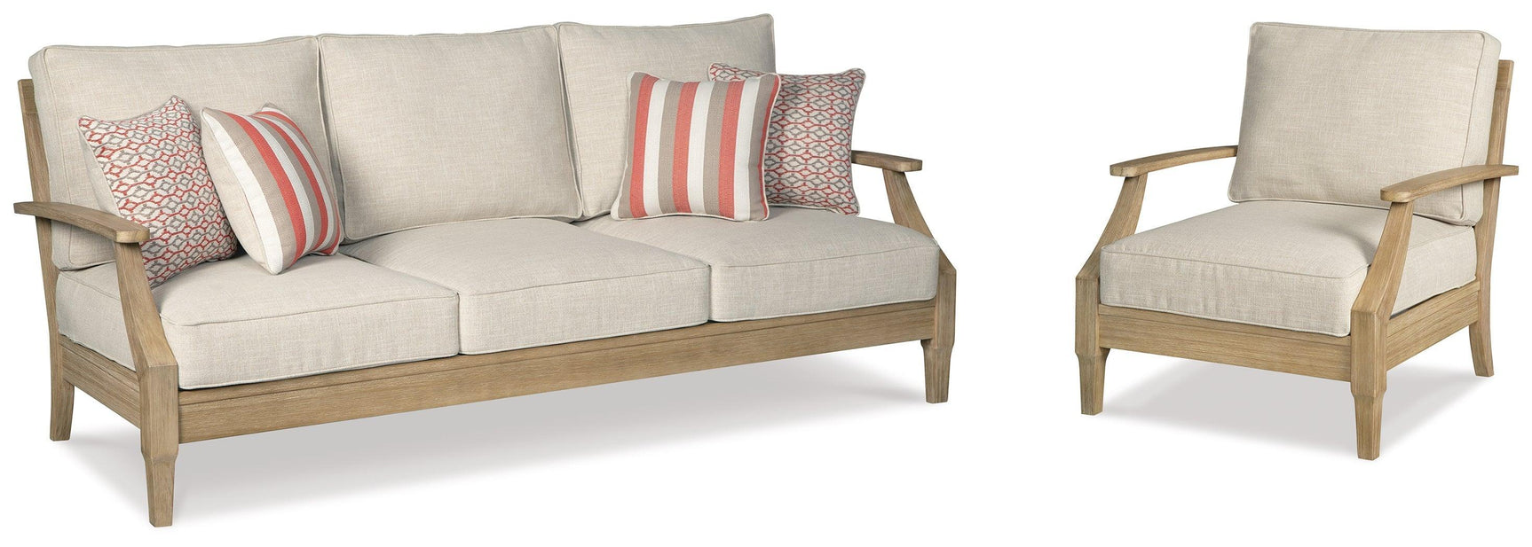 Clare Beige View Outdoor Sofa With Lounge Chair - Ella Furniture