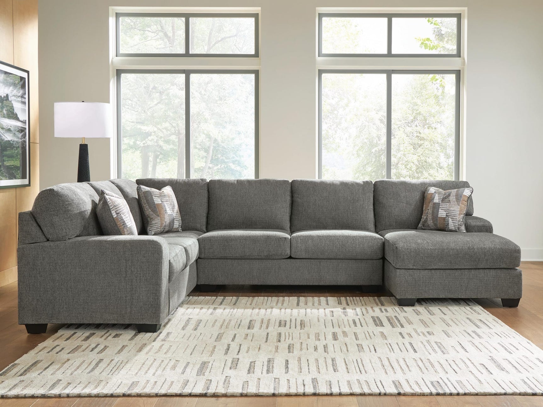Clarington Greystone Chenille 3-Piece Sleeper Sectional with Chaise from Ella Furniture