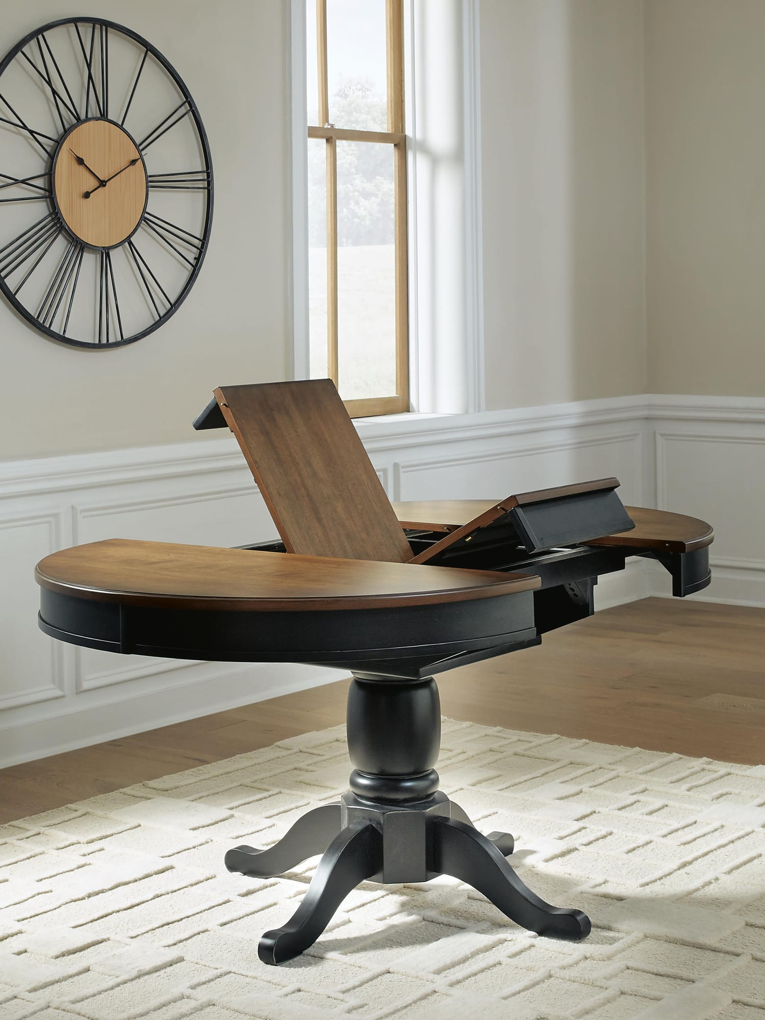 Clorazi Black/Brown Dining Butterfly Extension Table view 3