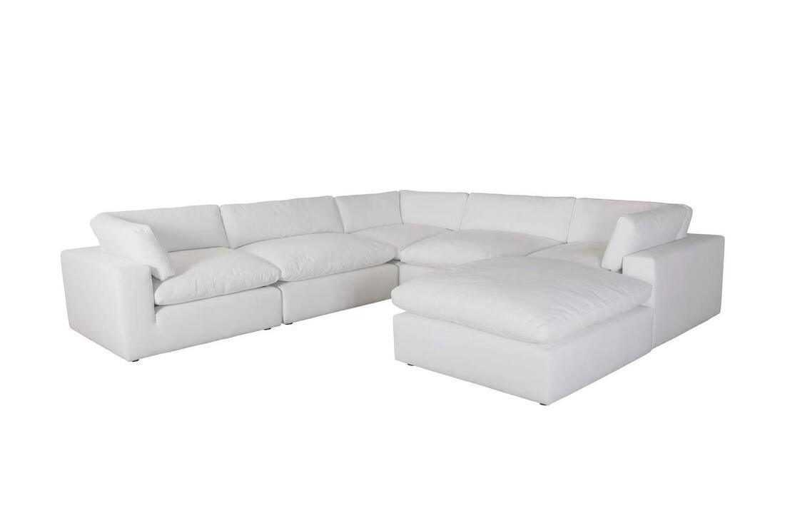 Xl Cloud White Sectional + Ottoman Set - Ella Furniture