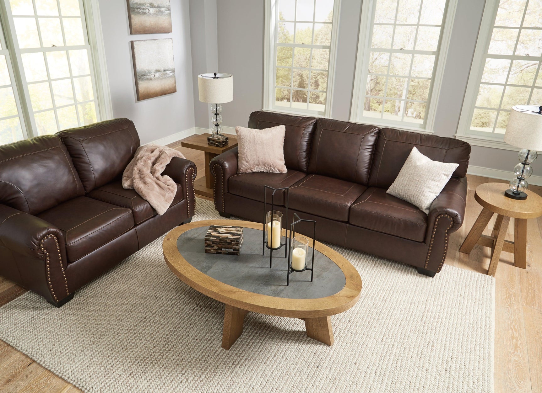 Colleton Dark Brown Sofa And Loveseat - Ella Furniture