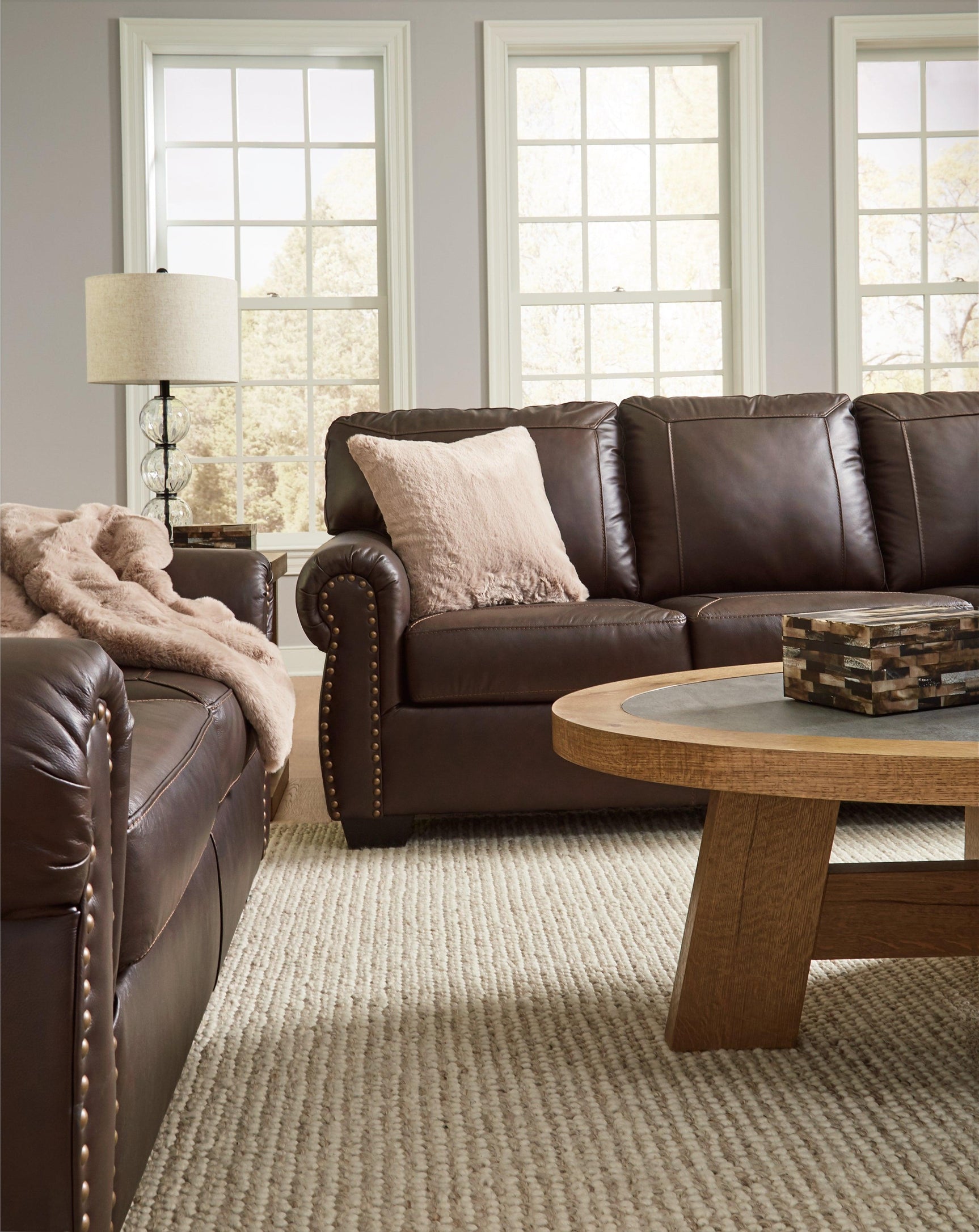 Colleton Dark Brown Sofa And Loveseat - Ella Furniture