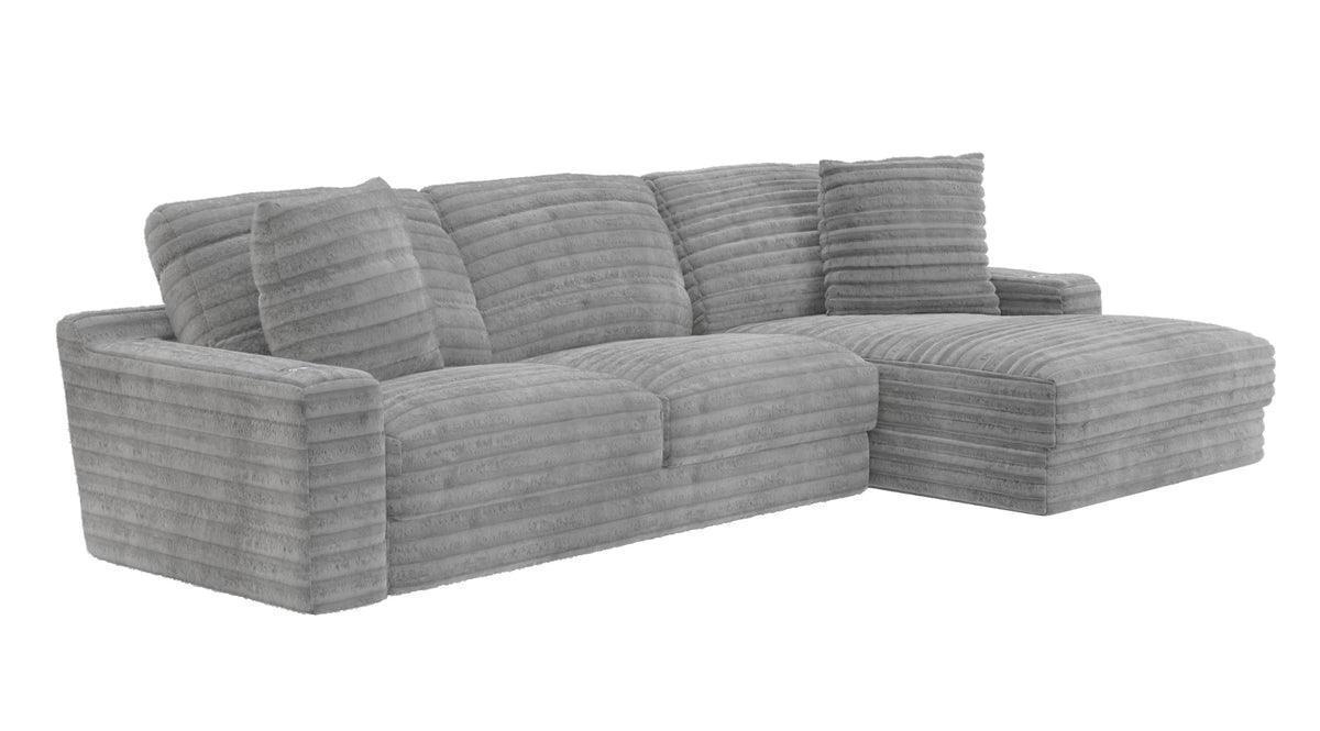 Kelly Oversized Corduroy Gray 123" Sectional with Cupholders