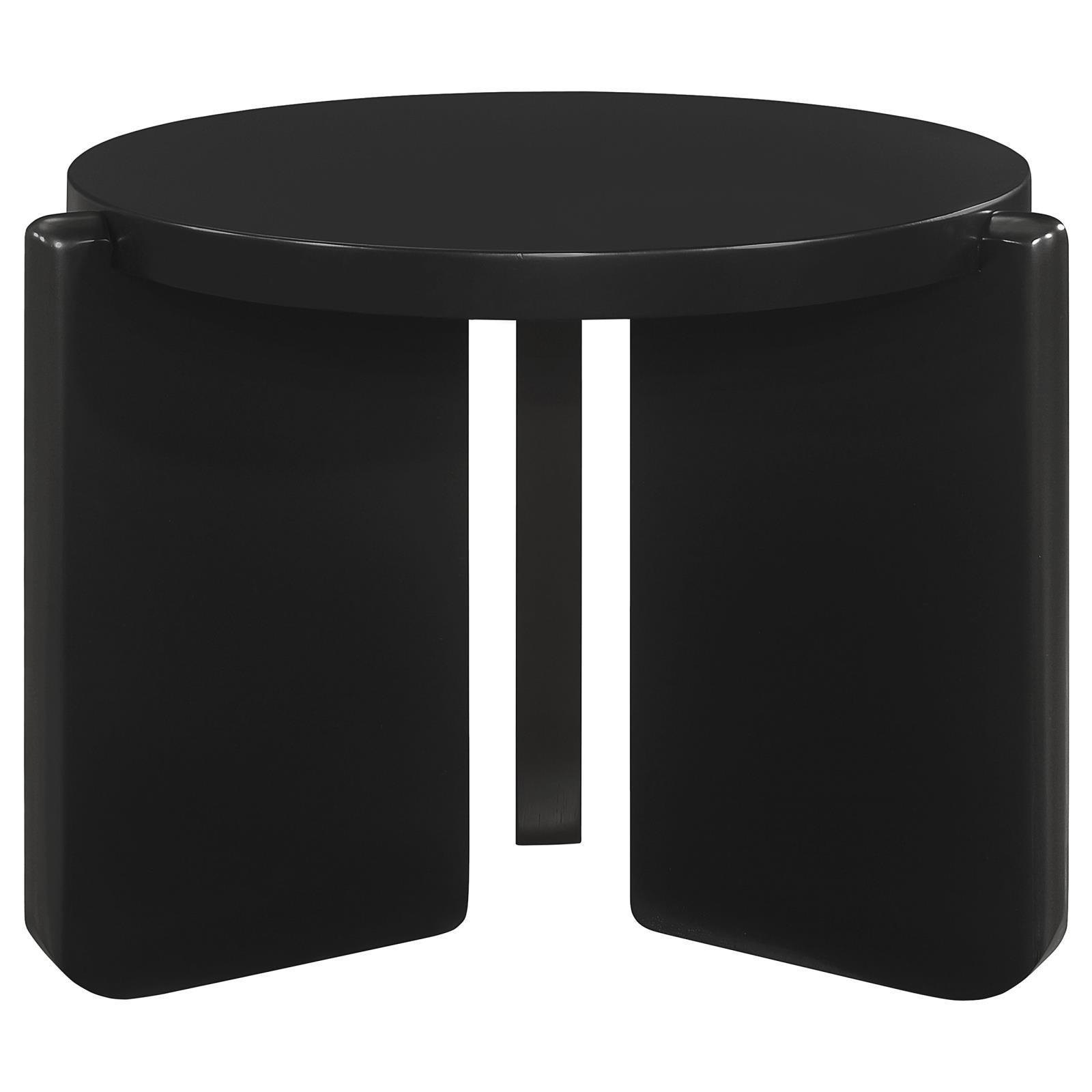 Cordova Round Solid Wood End Table Black 709677 - Ella Furniture