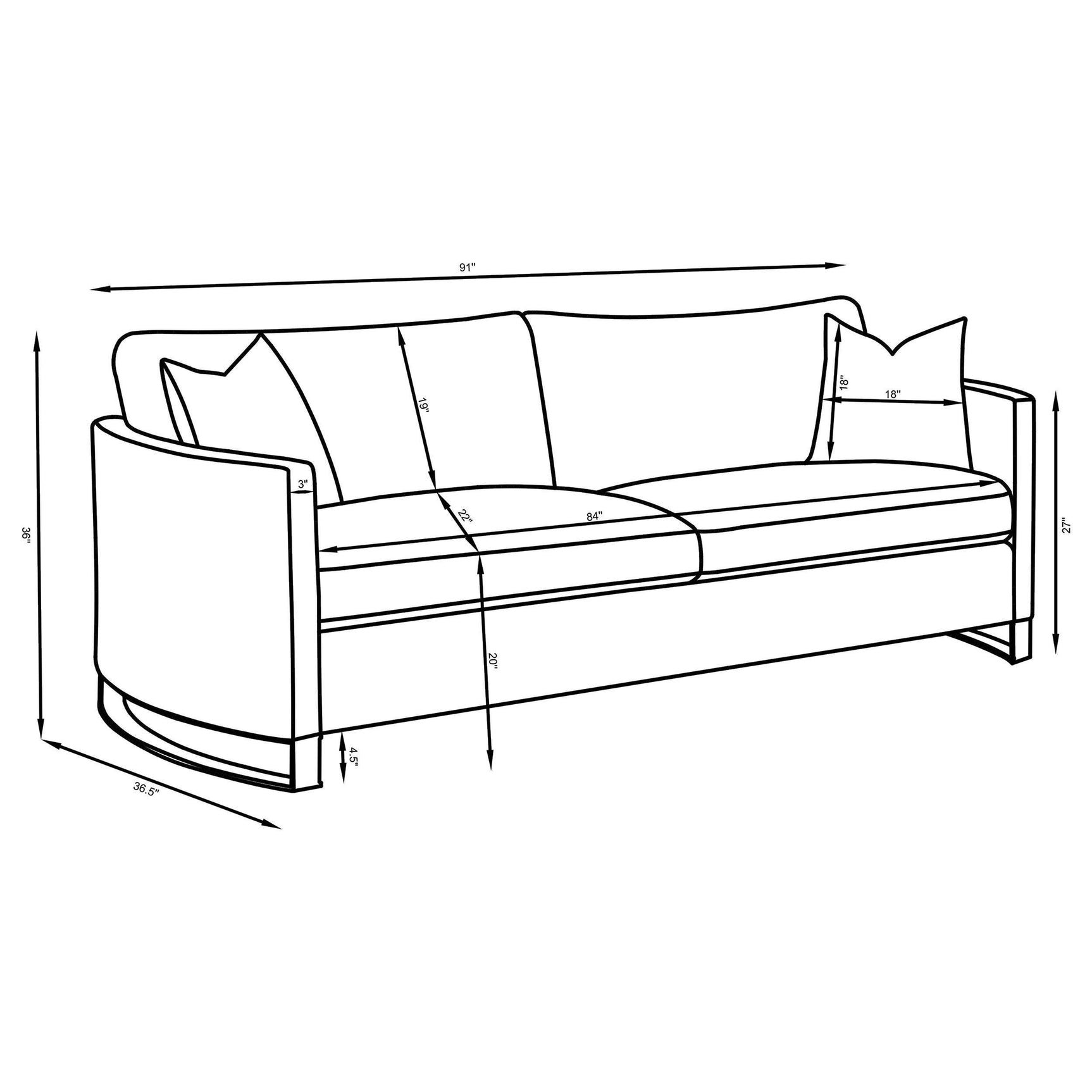 CORLISS COLLECTION Corliss 3-piece Upholstered Arched Arm Sofa Set Beige 508821-S3 - Ella Furniture