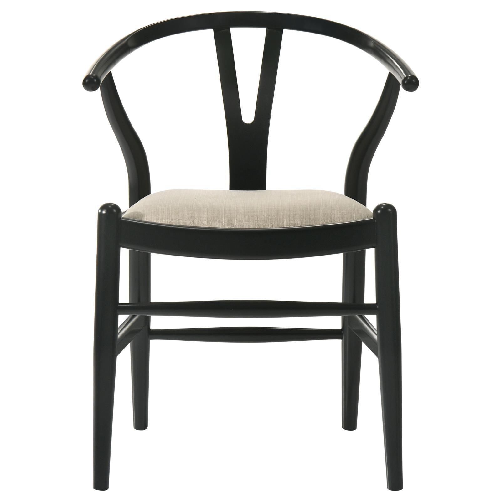 Cortona Danish Y-shaped Back Wishbone Dining Side Chair Black And Beige (Set Of 2) 108482 - Ella Furniture