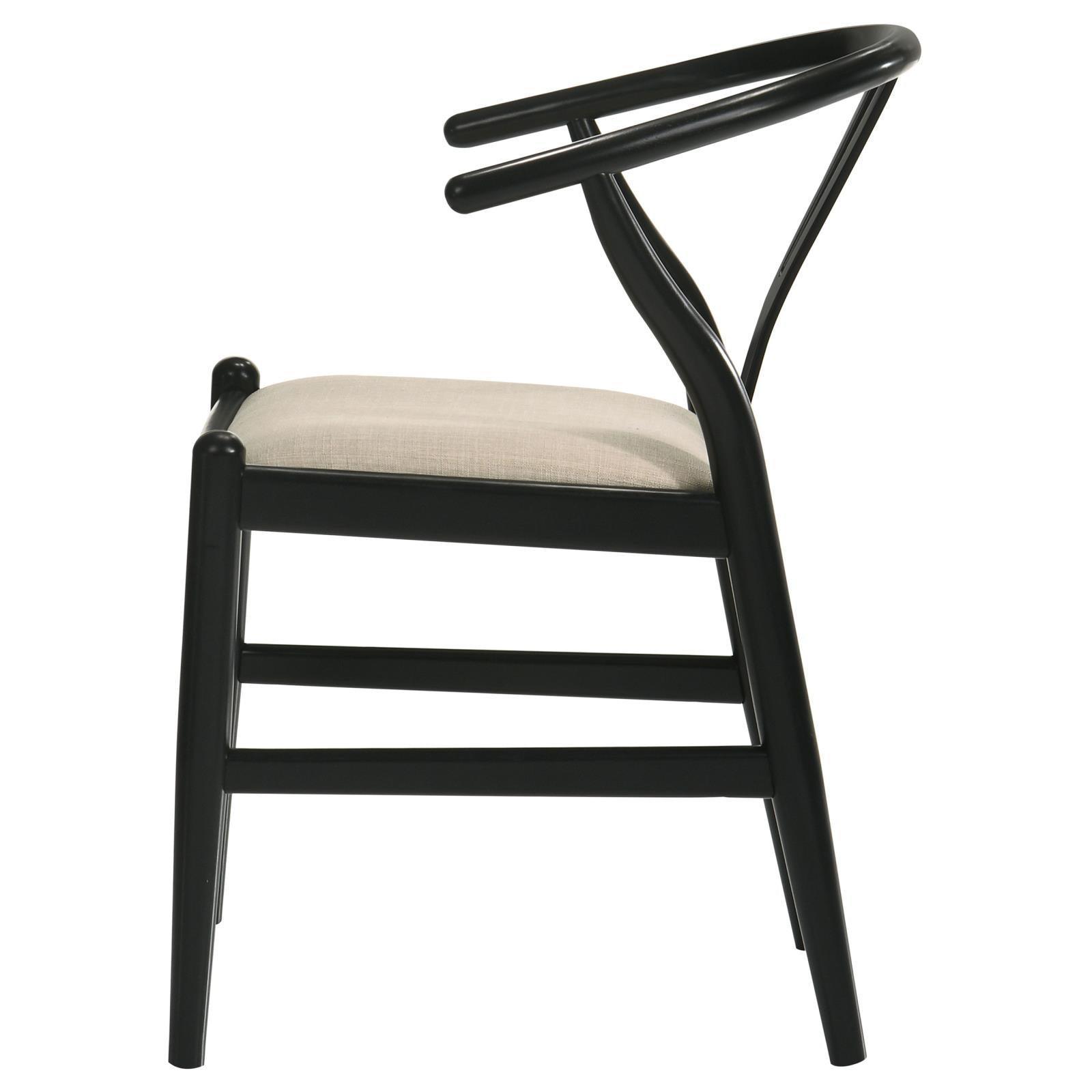 Cortona Danish Y-shaped Back Wishbone Dining Side Chair Black And Beige (Set Of 2) 108482 - Ella Furniture